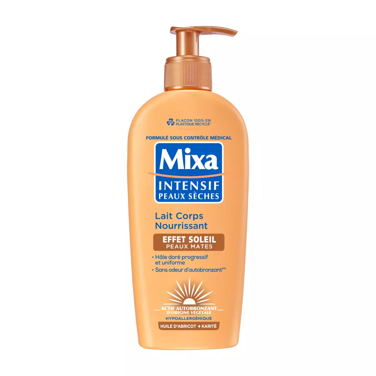 MIXA Intensif Lait corps nourrissant à l'huile d'abricot et karité effet soleil peaux mates 250ml