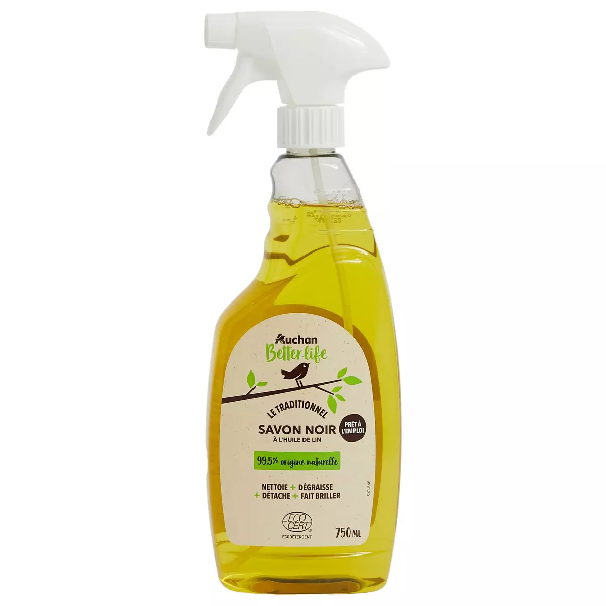 AUCHAN BETTER LIFE Spray savon noir à l'huile de Lin 750ml