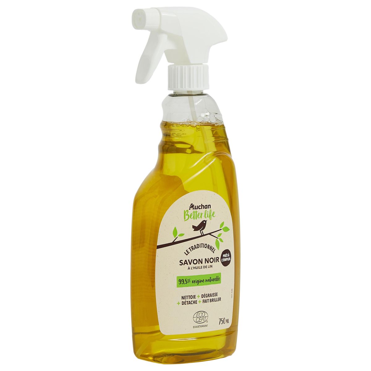 AUCHAN BETTER LIFE Spray savon noir huile de lin 750ml