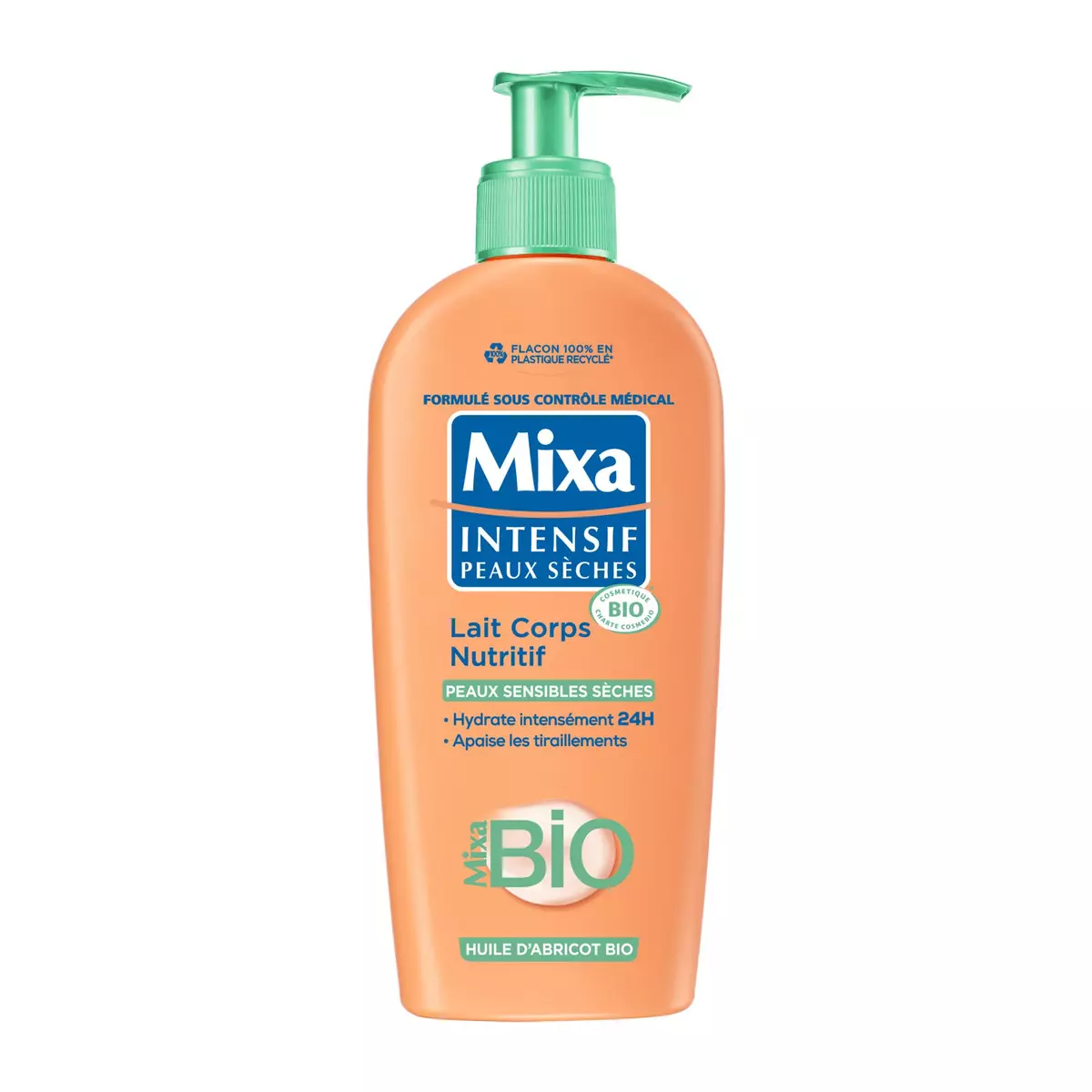 MIXA BIO Intensif Lait corps nutritif à l'huile d'abricot peaux sensibles sèches 250ml