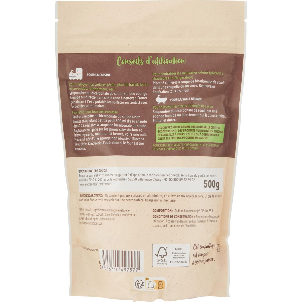 AUCHAN BETTER LIFE Bicarbonate de soude 500g