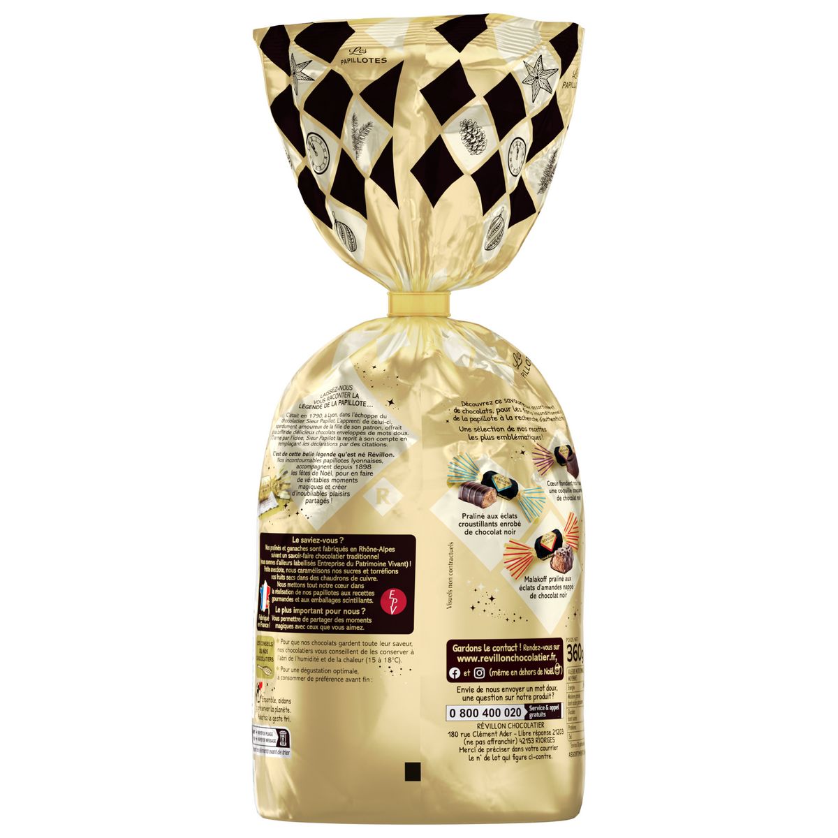 REVILLON CHOCOLATIER Les Papillotes Authentiques au chocolat noir 30 pièces 360g