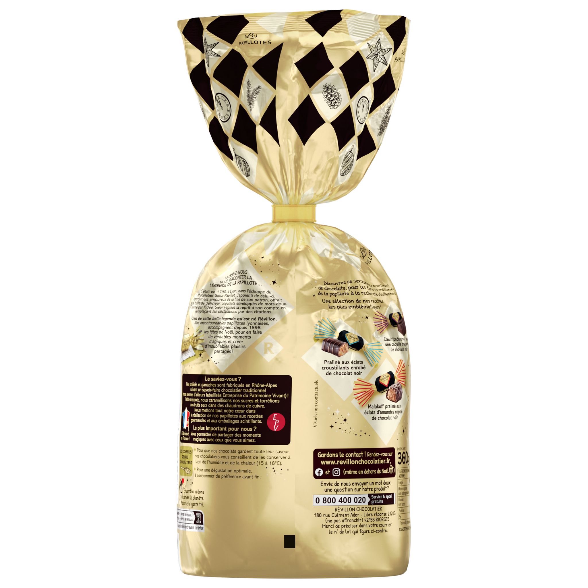 Voir la diapositive 2 : REVILLON CHOCOLATIER Les Papillotes Authentiques au chocolat noir 30 pièces 360g