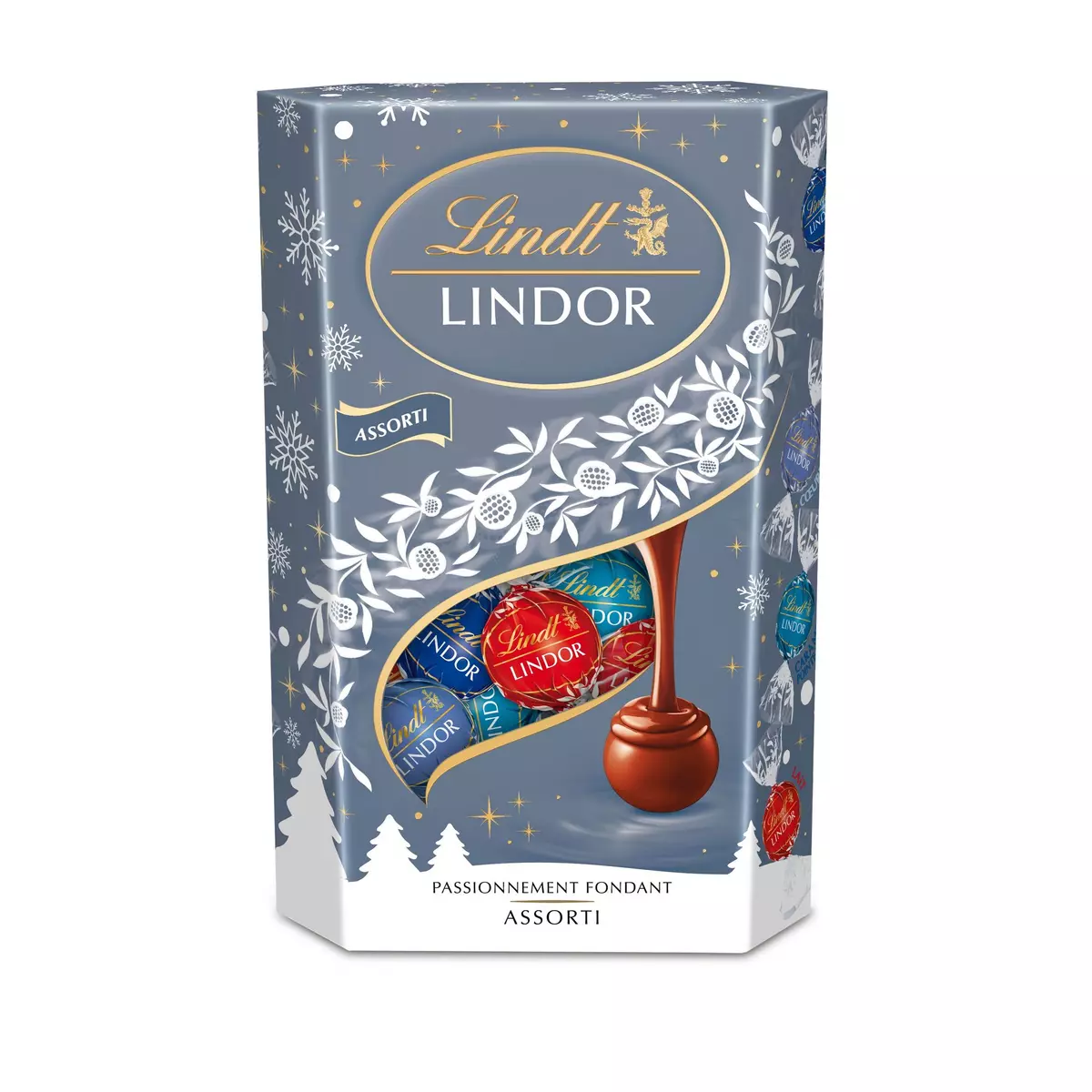 LINDT Lindor édition Noël assortiment de bouchées au chocolat au lait et noir 337g