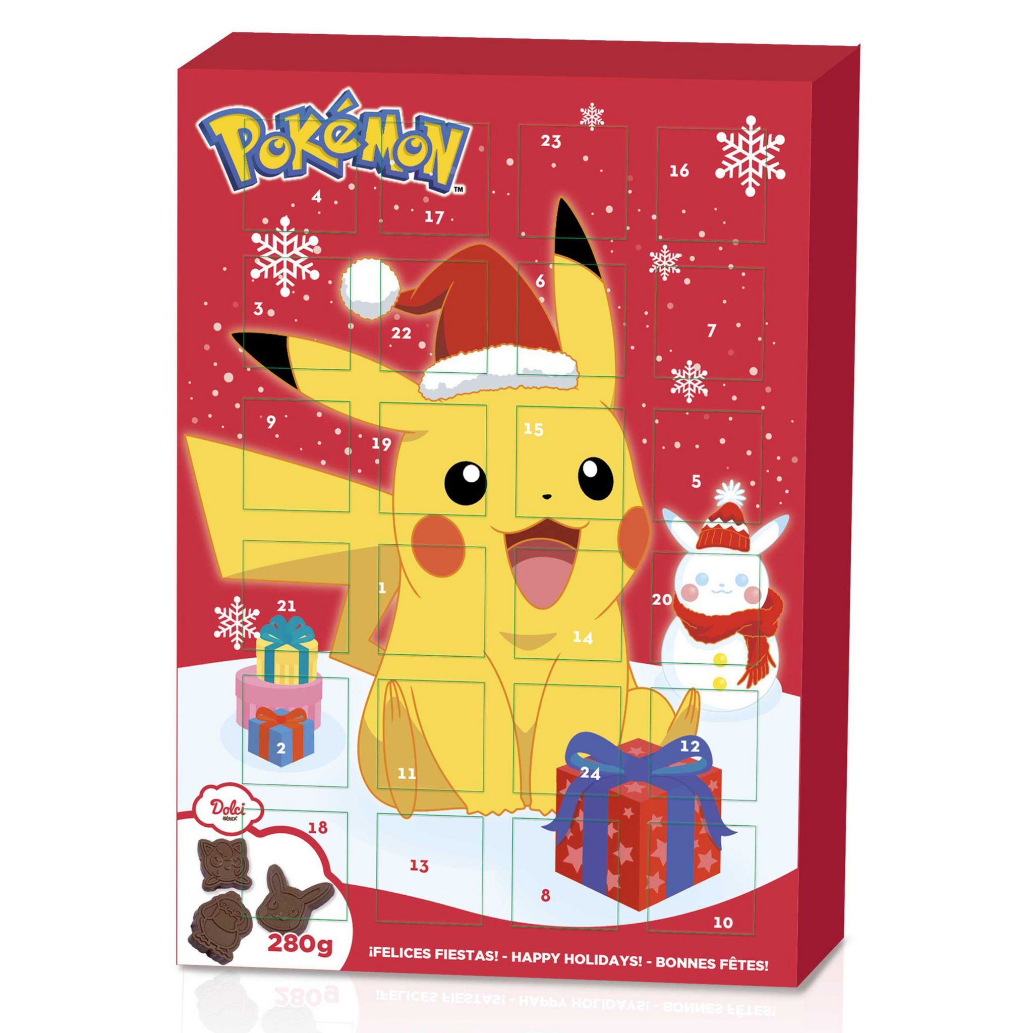 Voir la diapositive 1 : POKEMON Calendrier de l'Avent chocolat au lait 24 pièces 280g