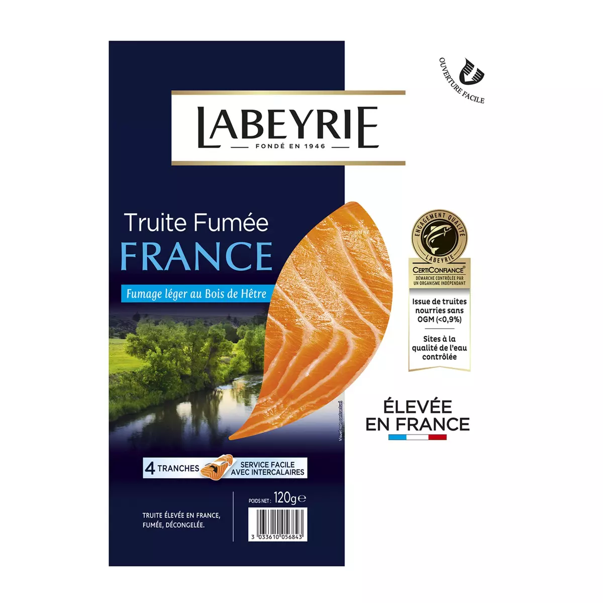 LABEYRIE Truite fumée France 4 tranches 120g