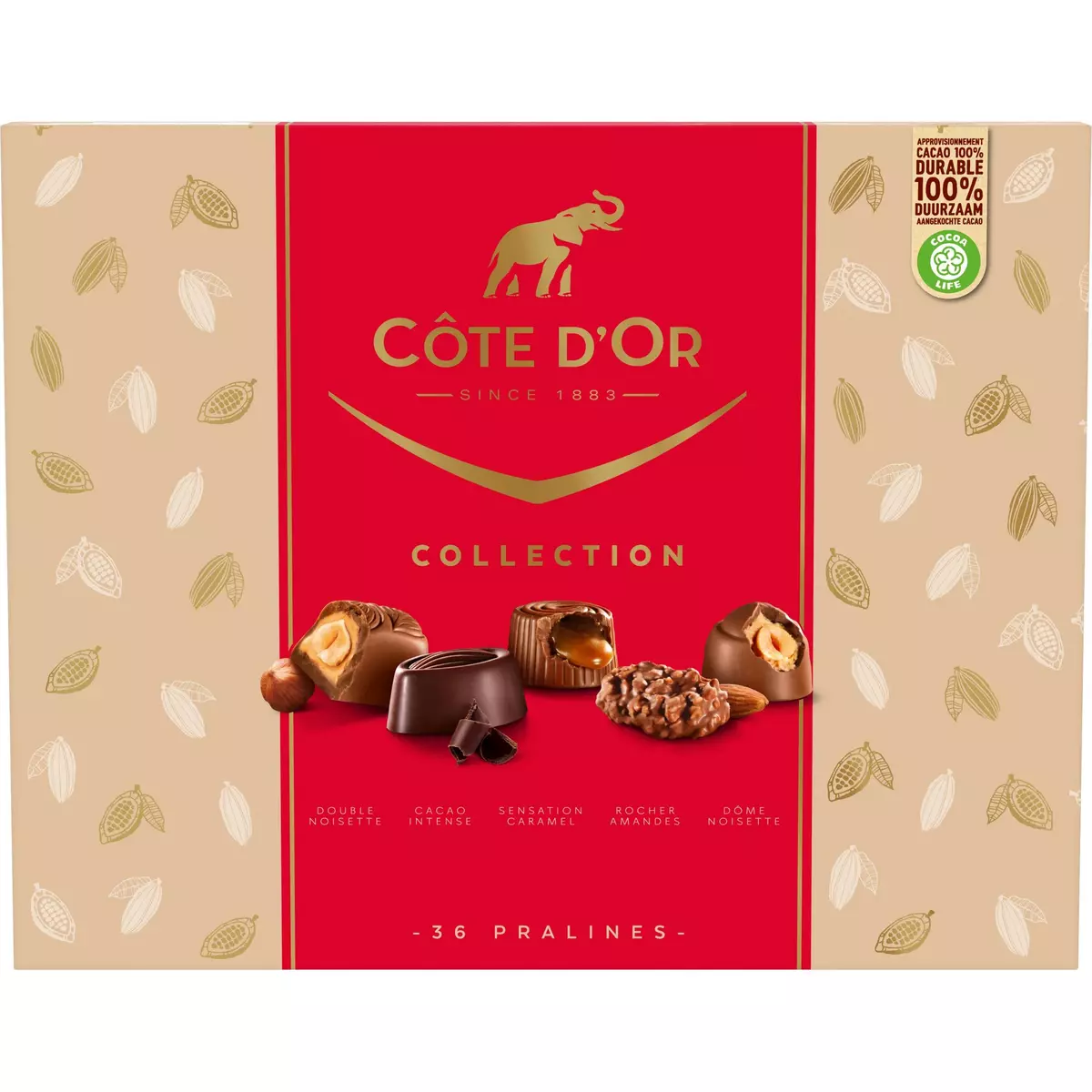 COTE D'OR Collection assortiment de chocolats 36 pièces 345g pas cher 