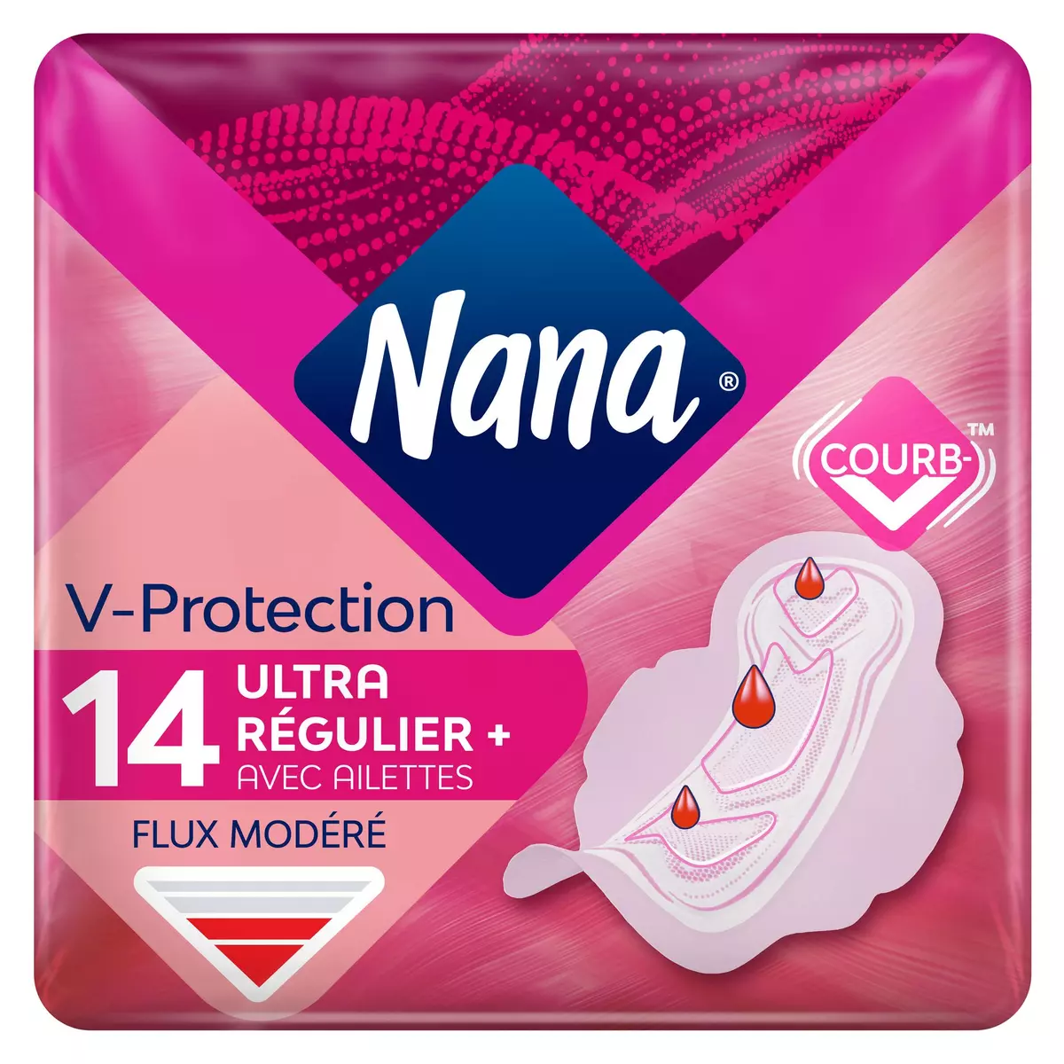 NANA Serviettes hygiénique ultra régulier plus avec ailettes normal 14 serviettes