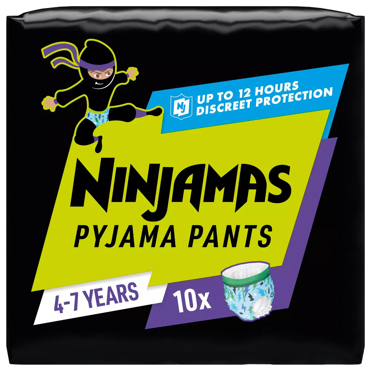 NINJAMAS Pyjama pants Sous-vêtement de nuit absorbant pour garçon 4-7 ans  (17-30kg) 10 pièces pas cher 