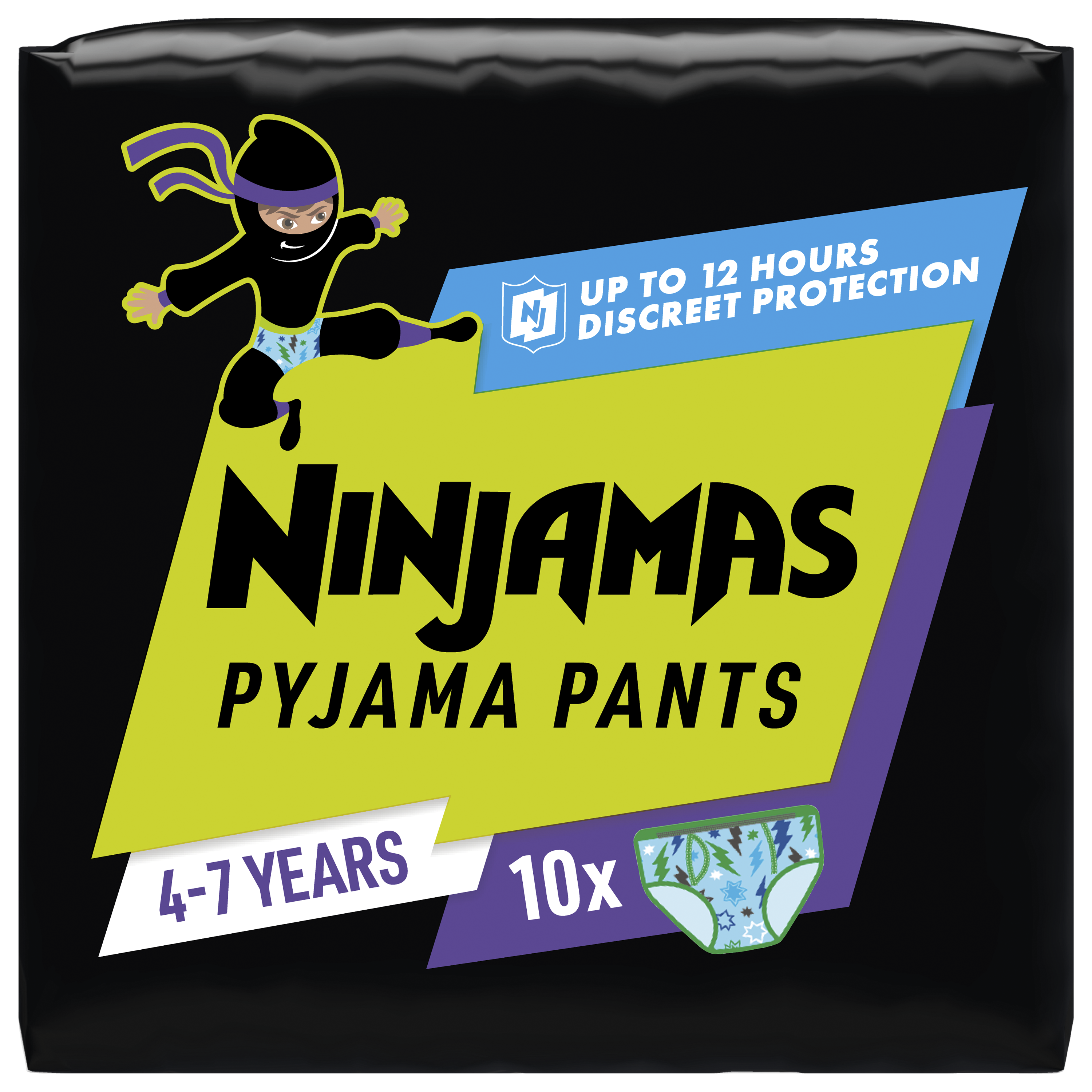 Voir la diapositive 2 : NINJAMAS Pyjama pants Sous-vêtement de nuit absorbant pour garçon 4-7 ans (17-30kg) 10 pièces