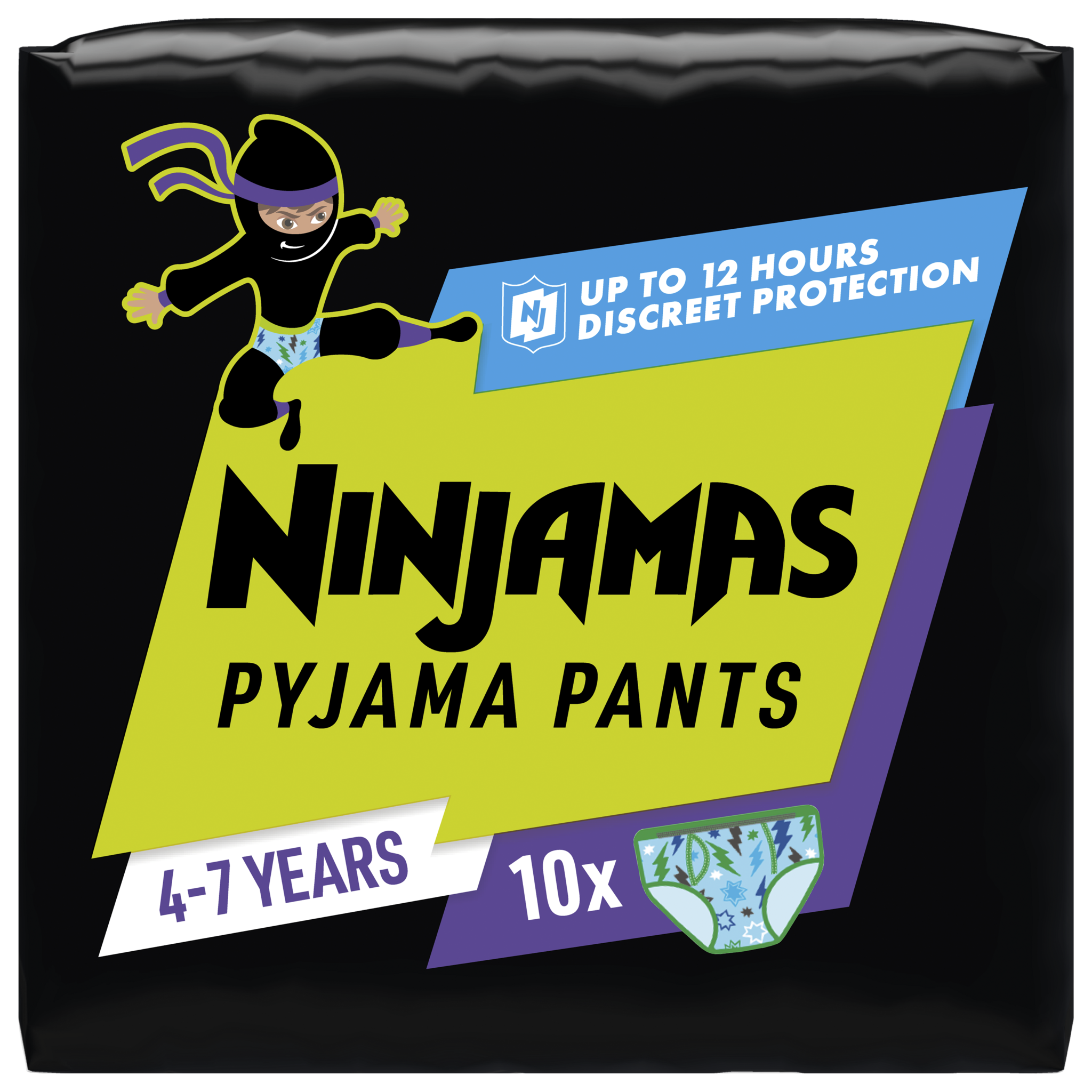 Voir la diapositive 2 : NINJAMAS Pyjama pants Sous-vêtement de nuit absorbant pour garçon 4-7 ans (17-30kg) 10 pièces
