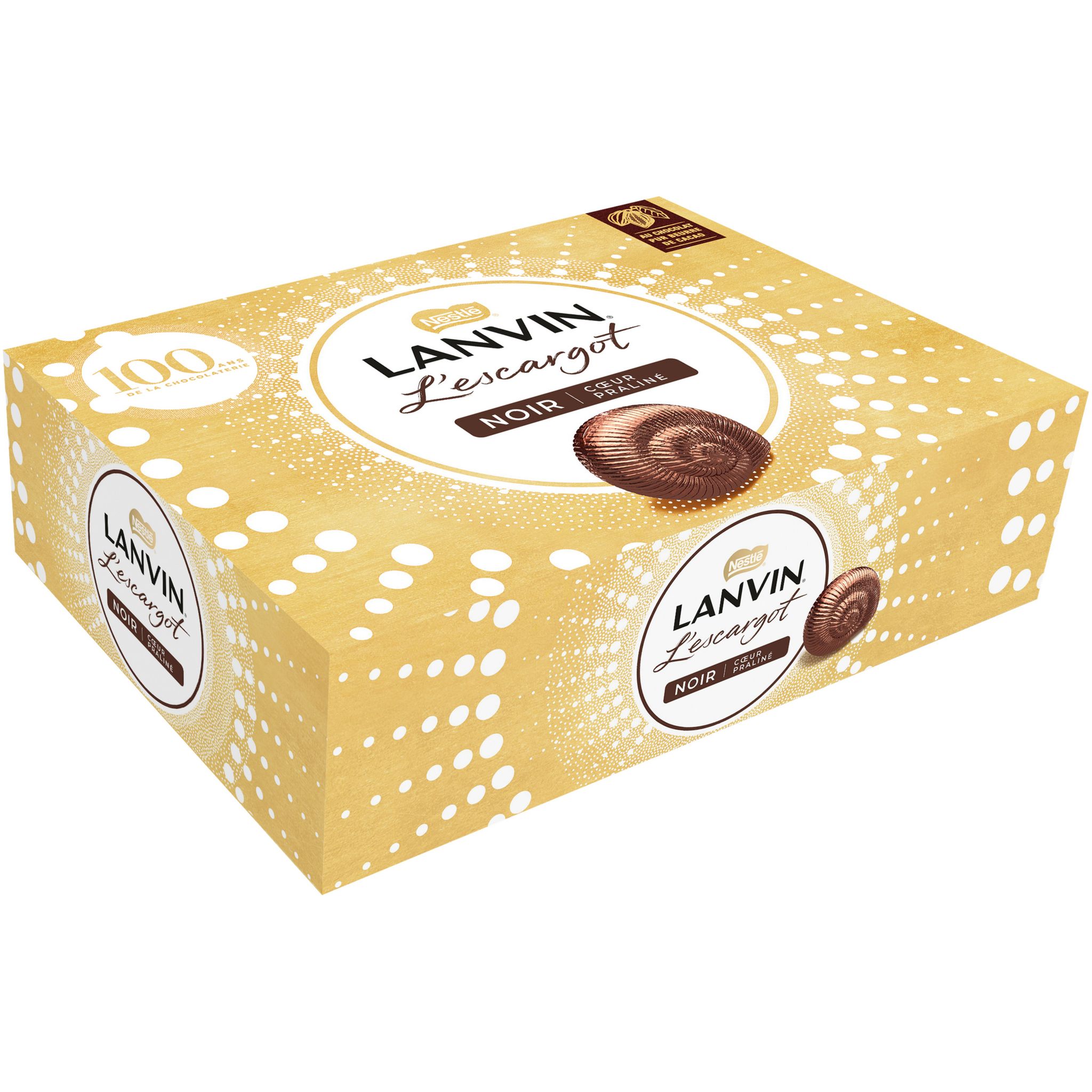 NESTLE Lanvin L'escargot chocolats noirs fourrés au praliné 22 pièces 362g