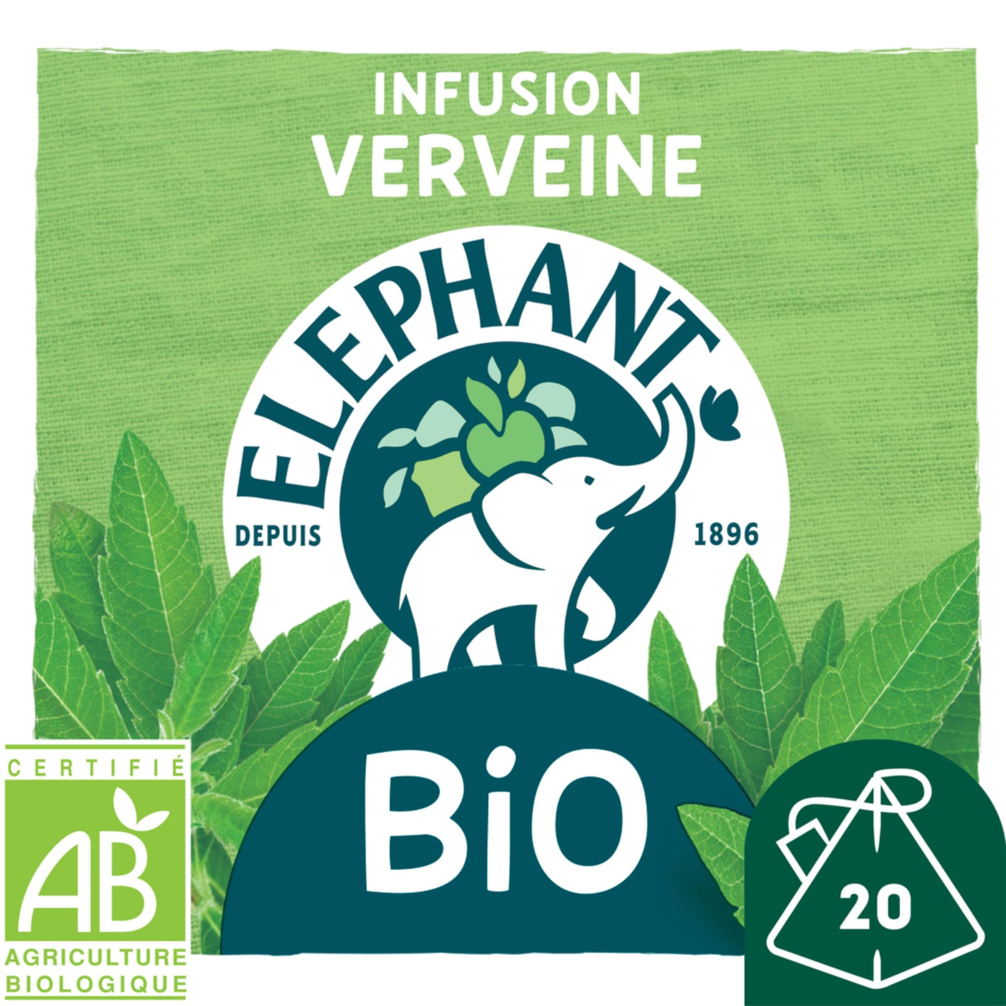 Voir la diapositive 2 : ELEPHANT Infusion bio à la verveine 20 sachets 26g