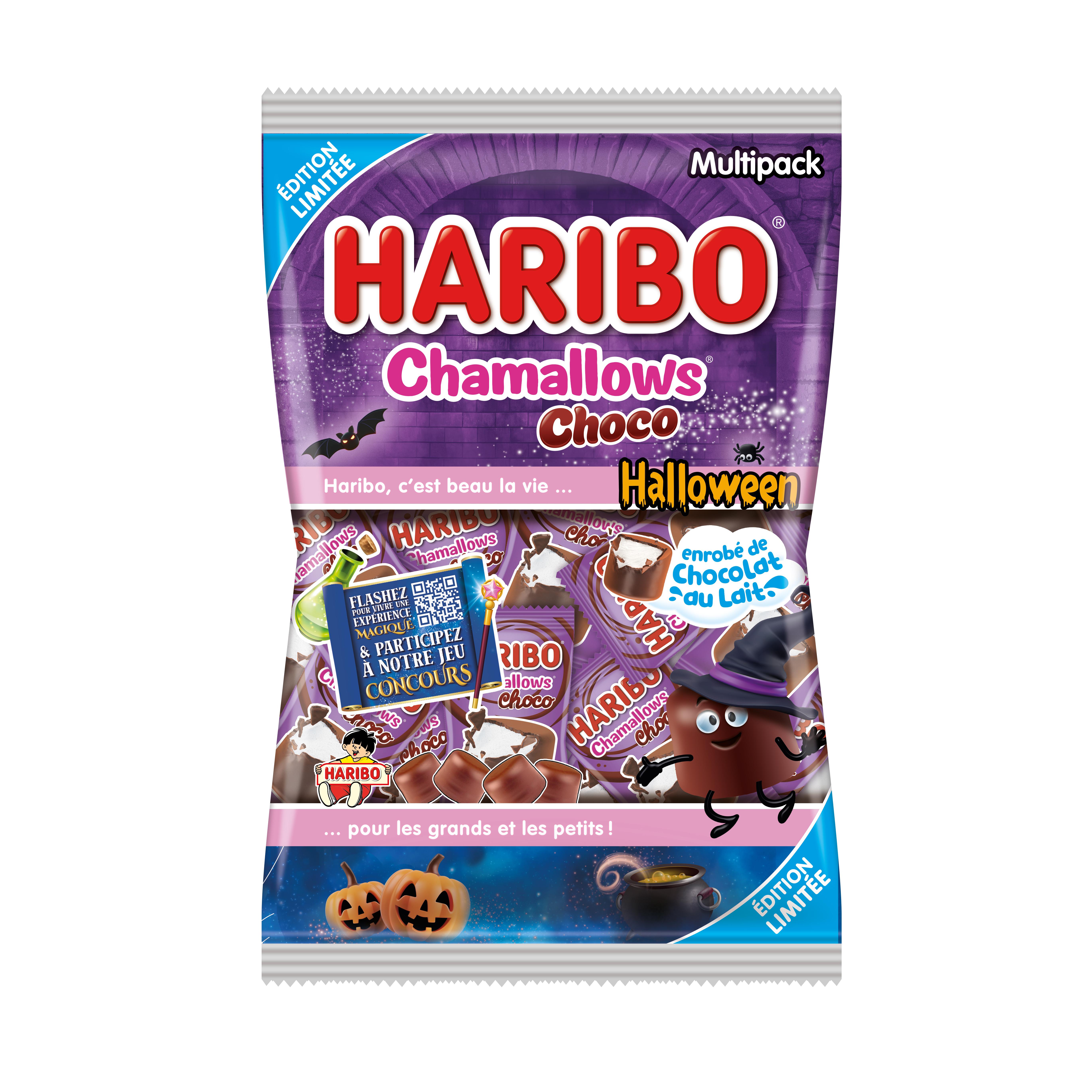 HARIBO Chamallows Choco'Ween enrobés de chocolat au lait en sachets individuels 225g