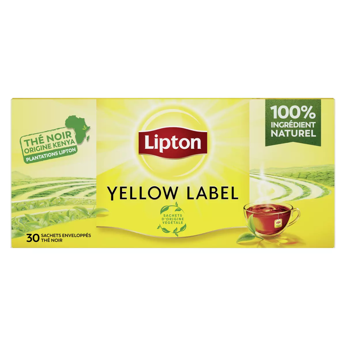 LIPTON Yellow label thé noir origine Kenya 30 sachets 60g