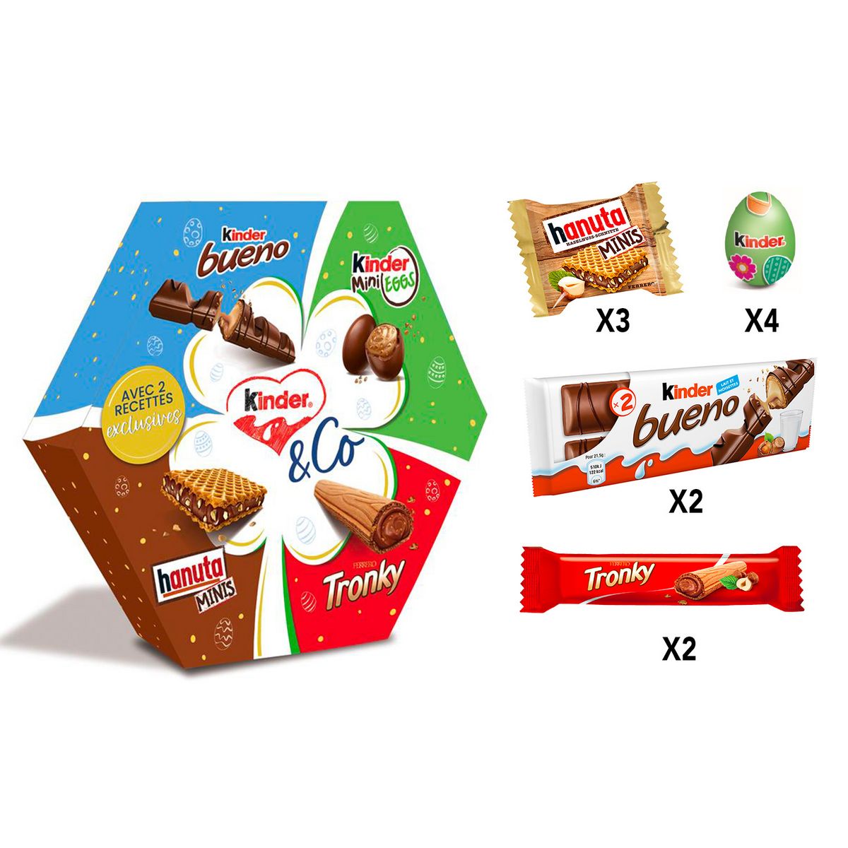 KINDER Assortiment de chocolats et biscuits cacao et noisette 11 chocolats 174g