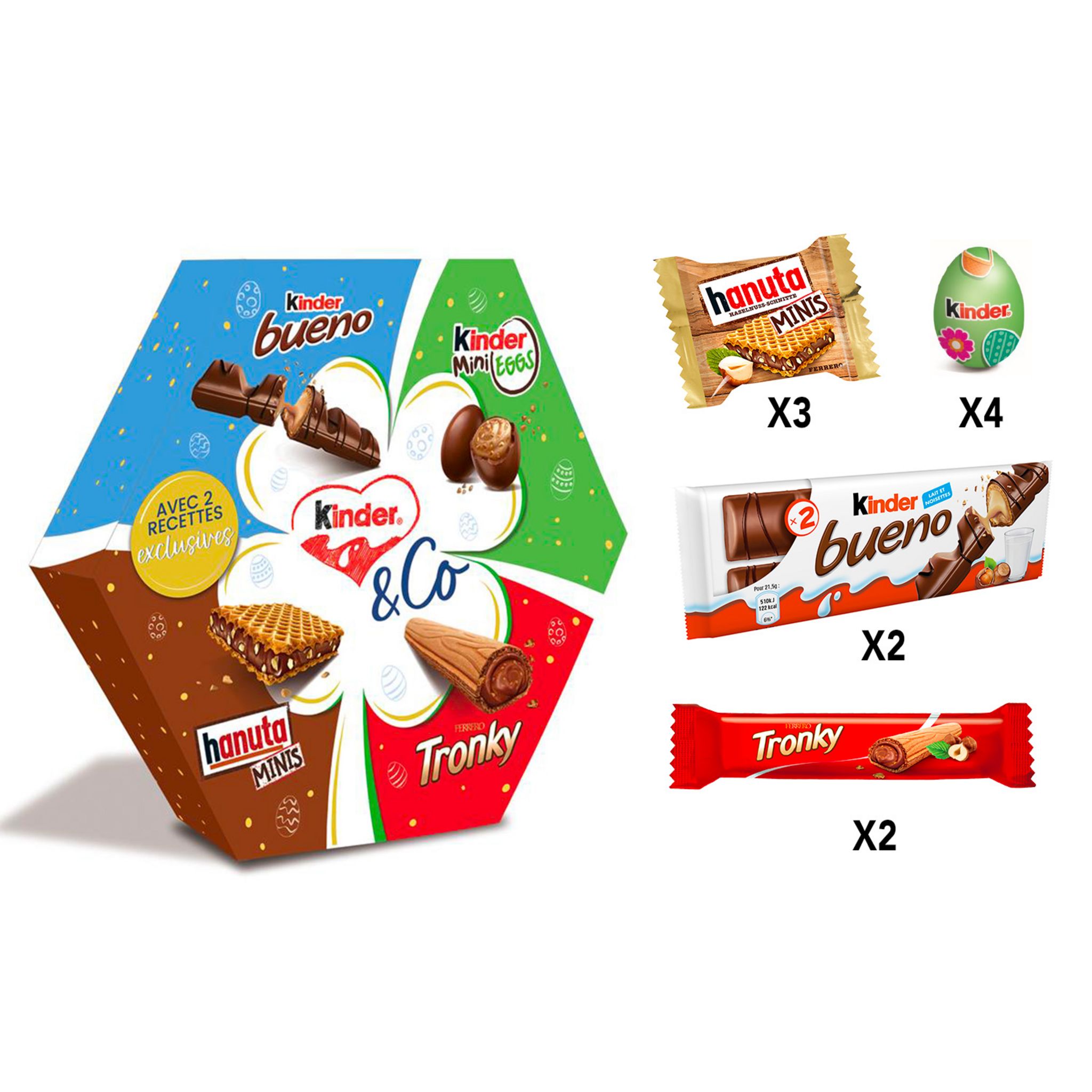 Voir la diapositive 2 : KINDER Assortiment de chocolats et biscuits cacao et noisette 11 chocolats 174g