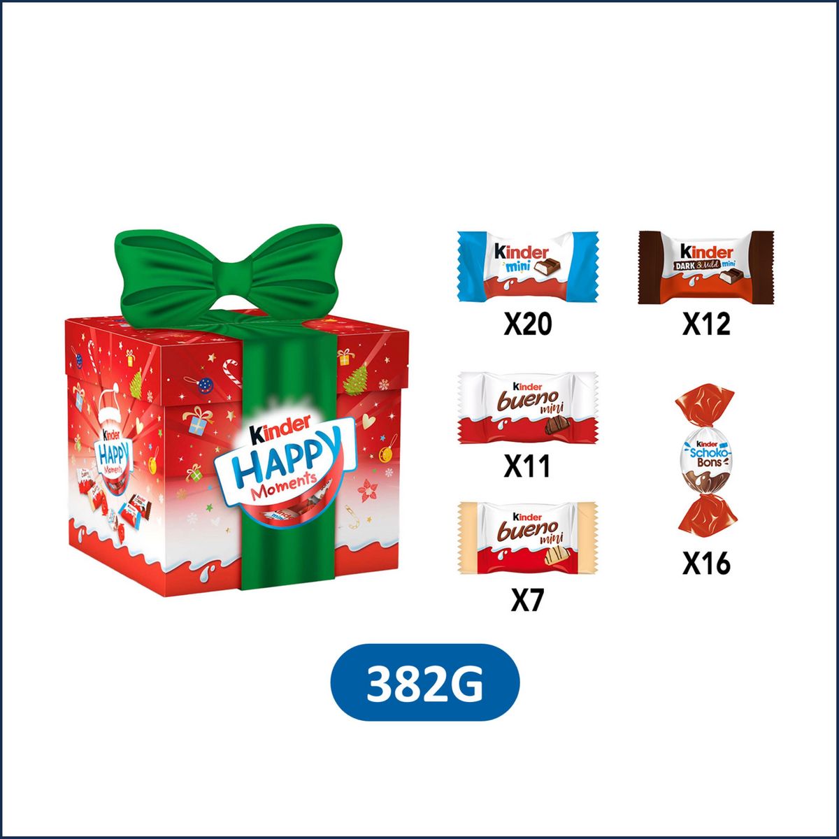 KINDER Happy Moments assortiment de chocolats 66 pièces 382g