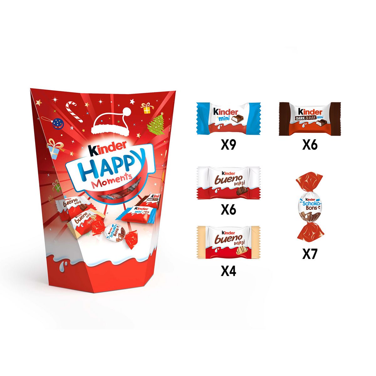 KINDER Happy Moments assortiment de chocolats 32 pièces 184g