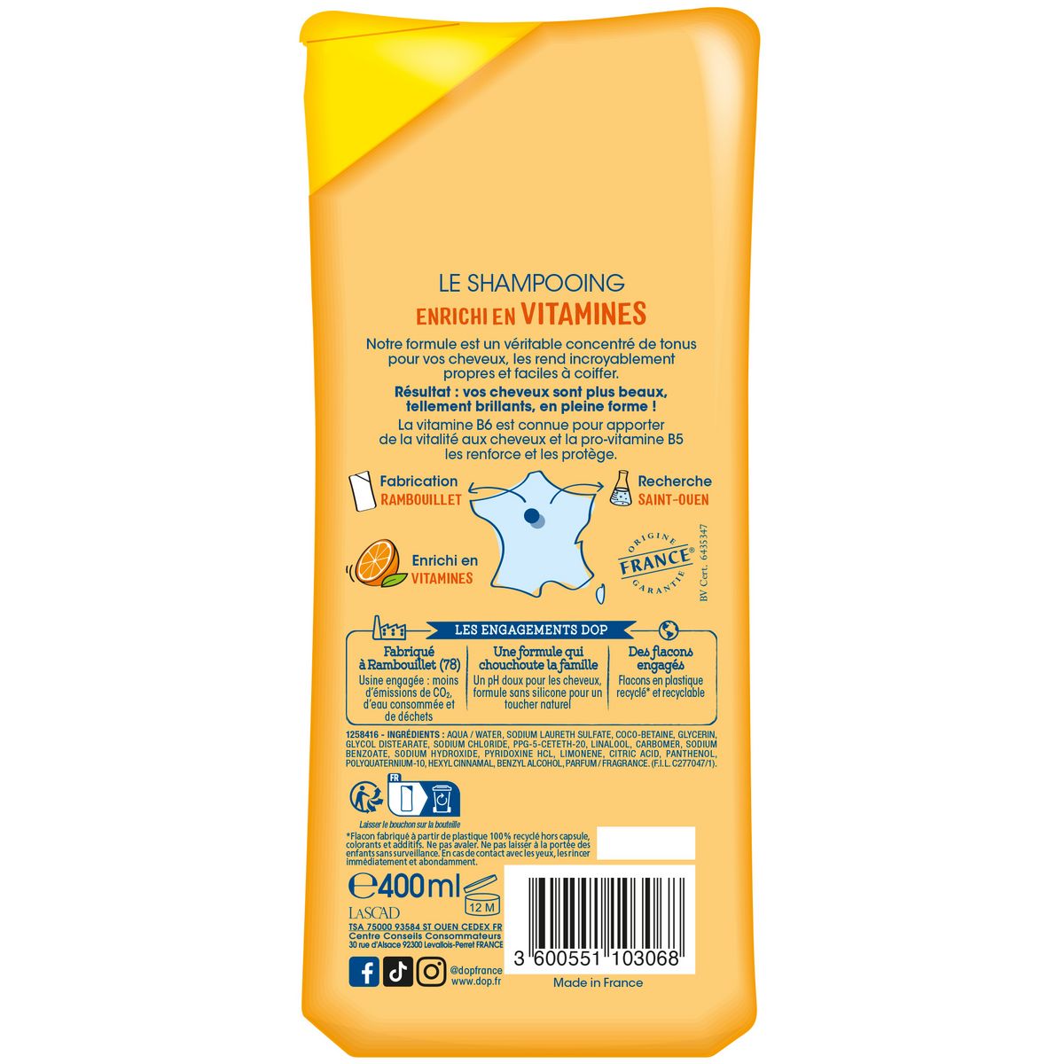 DOP Shampooing très doux aux vitamines 400ml