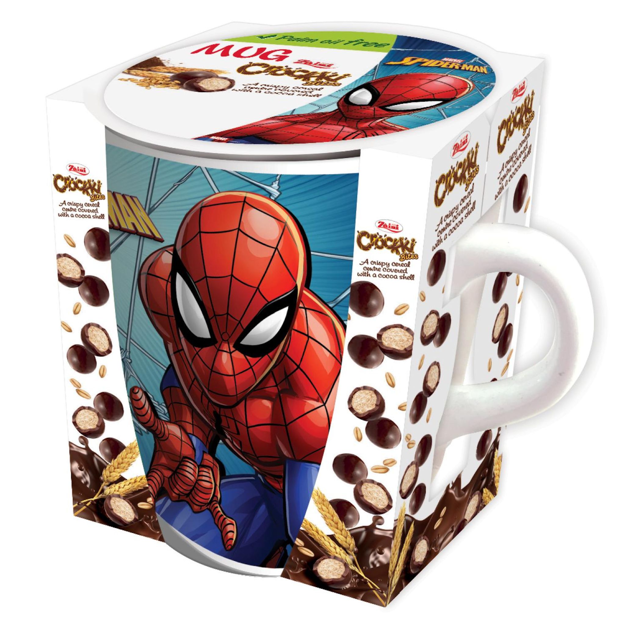 BIP FRANCE Billes de céréales au chocolat au lait avec tasse céramique spiderman 34g