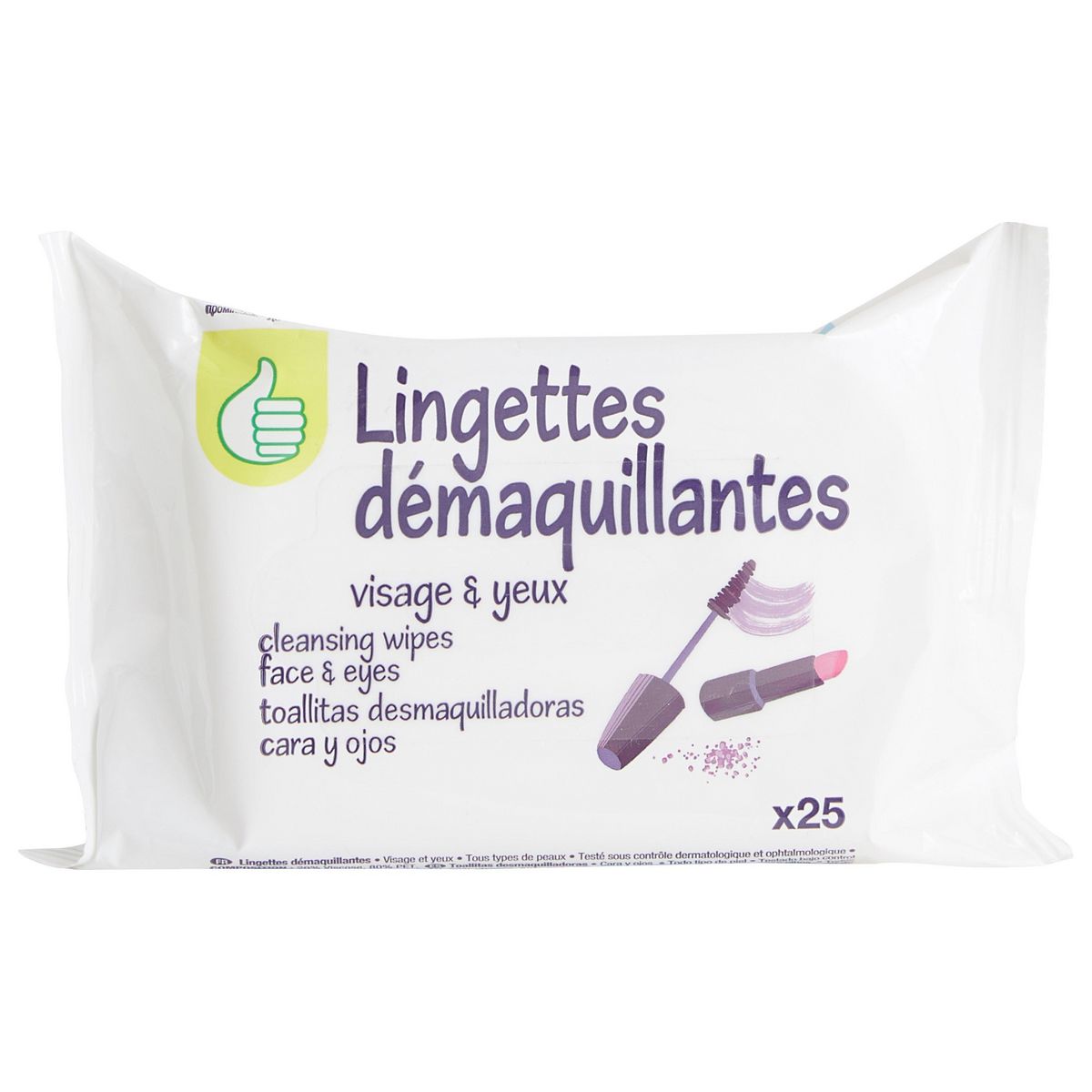 POUCE Lingettes démaquillantes visage et yeux 25 lingettes