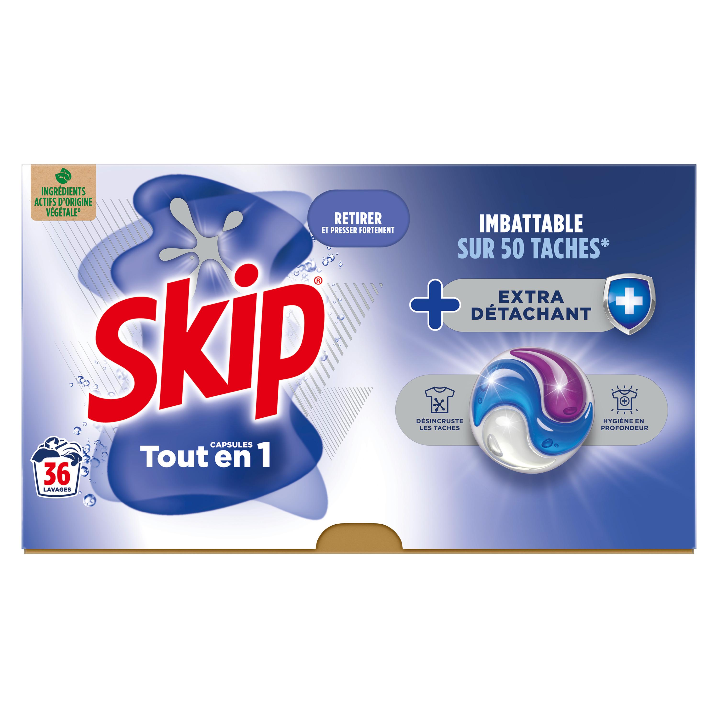 Voir la diapositive 2 : SKIP Lessive capsules Tout en 1 Extra détachant 36 lavages 36 capsules