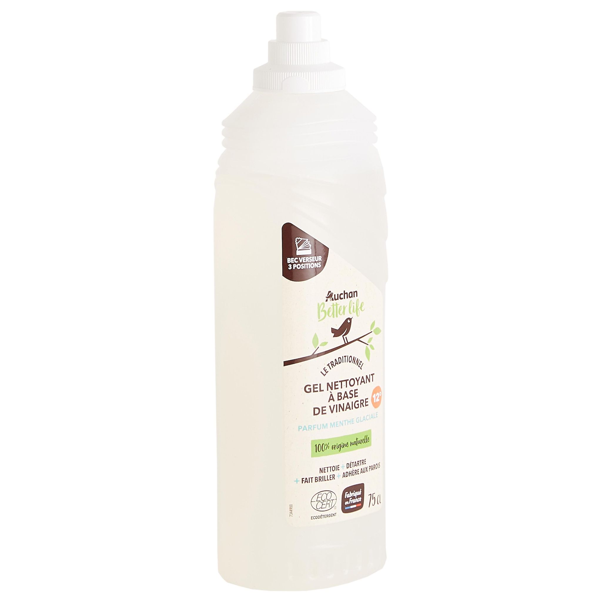 Voir la diapositive 2 : AUCHAN BETTER LIFE Gel nettoyant vinaigre menthe 750ml