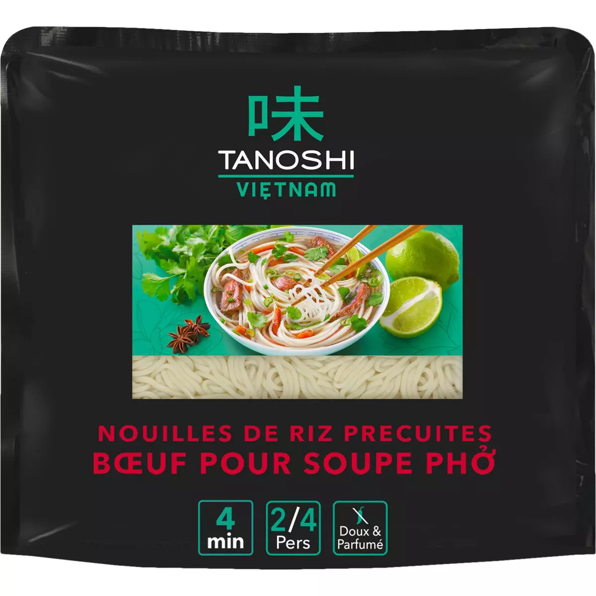 TANOSHI Nouilles de riz précuites saveur pho boeuf 2/4 personnes 380g