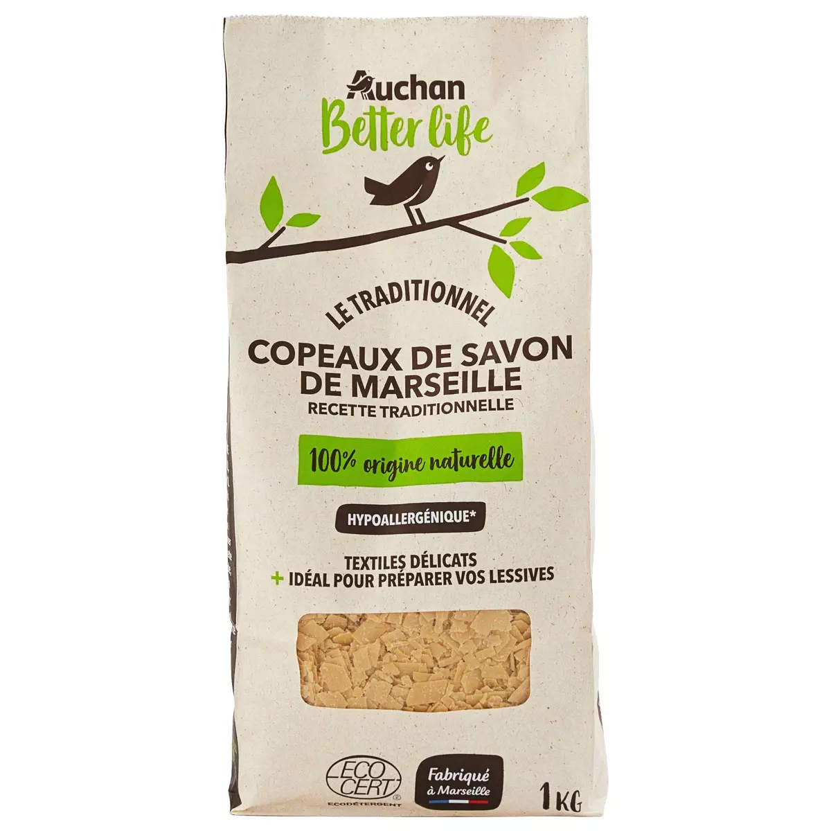 AUCHAN BETTER LIFE Copeaux de savon de Marseille naturel 1kg