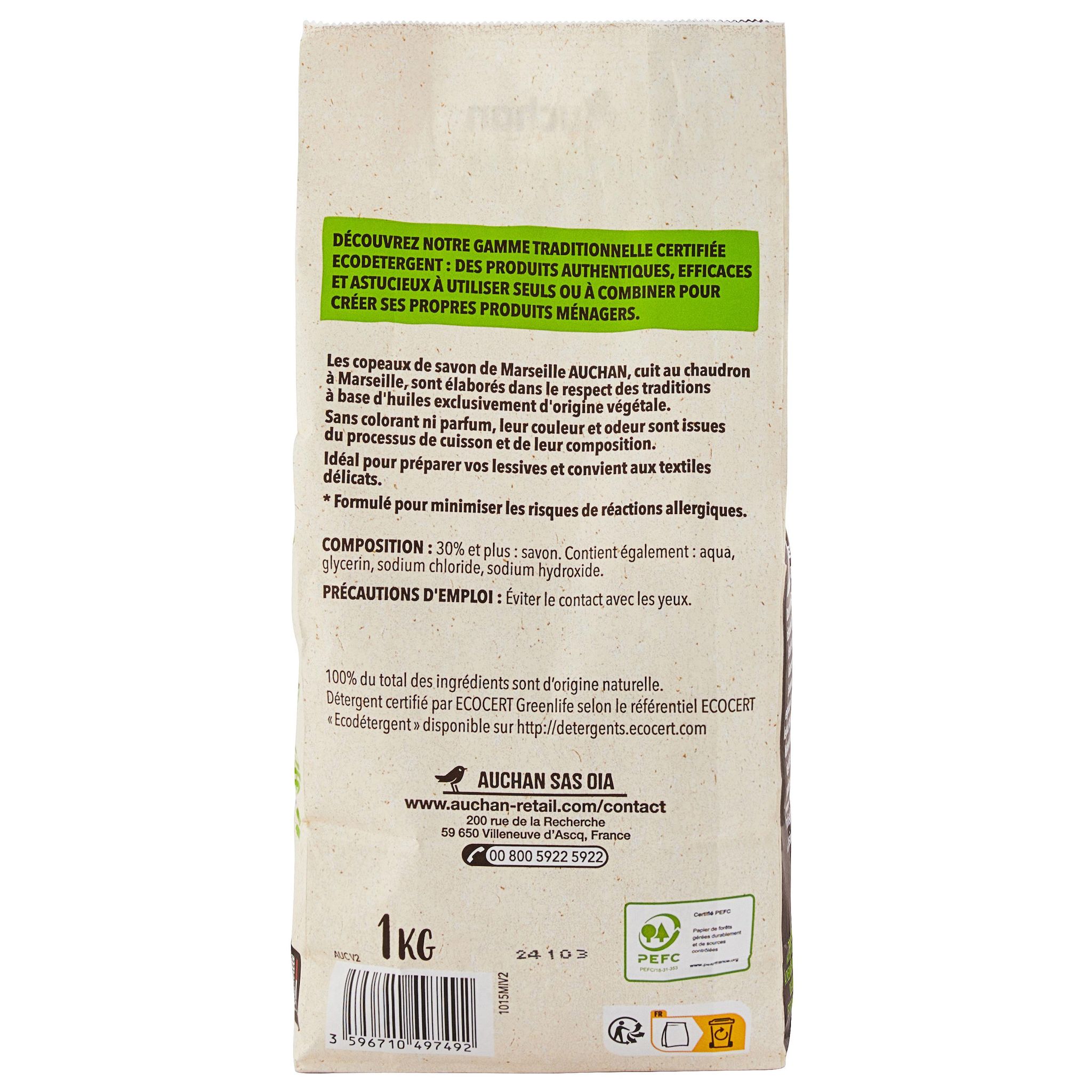 Voir la diapositive 4 : AUCHAN BETTER LIFE Copeaux de savon de Marseille 1kg