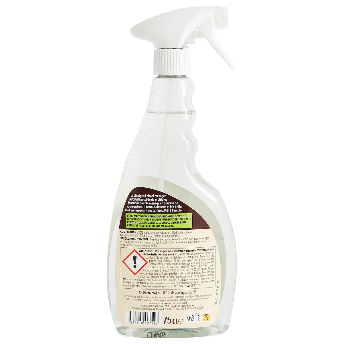 AUCHAN BETTER LIFE Spray vinaigre ménager naturel 750ml