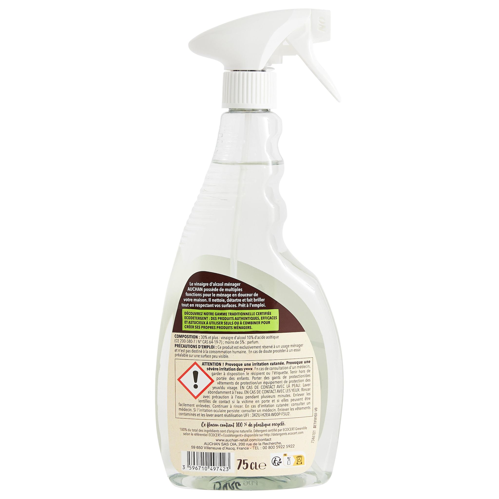 Voir la diapositive 3 : AUCHAN BETTER LIFE Spray vinaigre ménager naturel 750ml