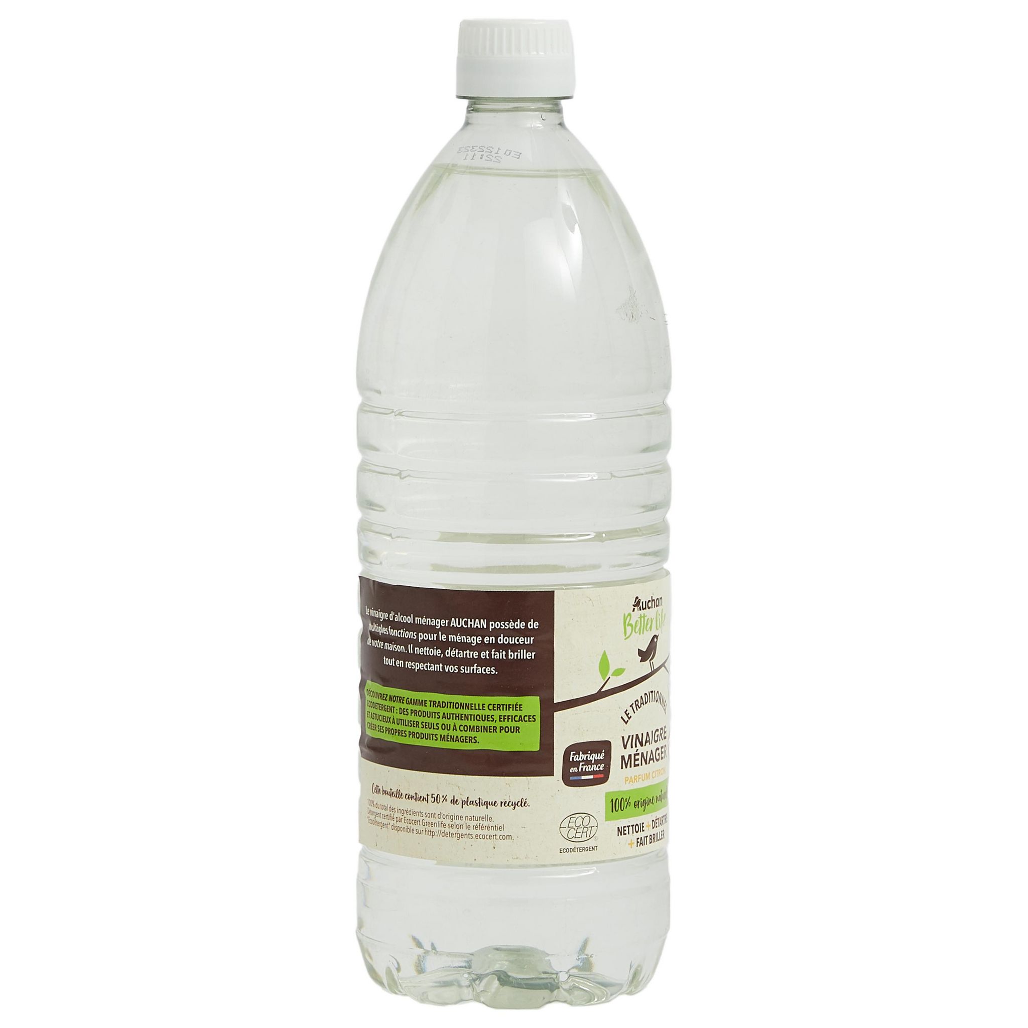 Voir la diapositive 4 : AUCHAN BETTER LIFE Vinaigre ménager Ecocert citron 1l