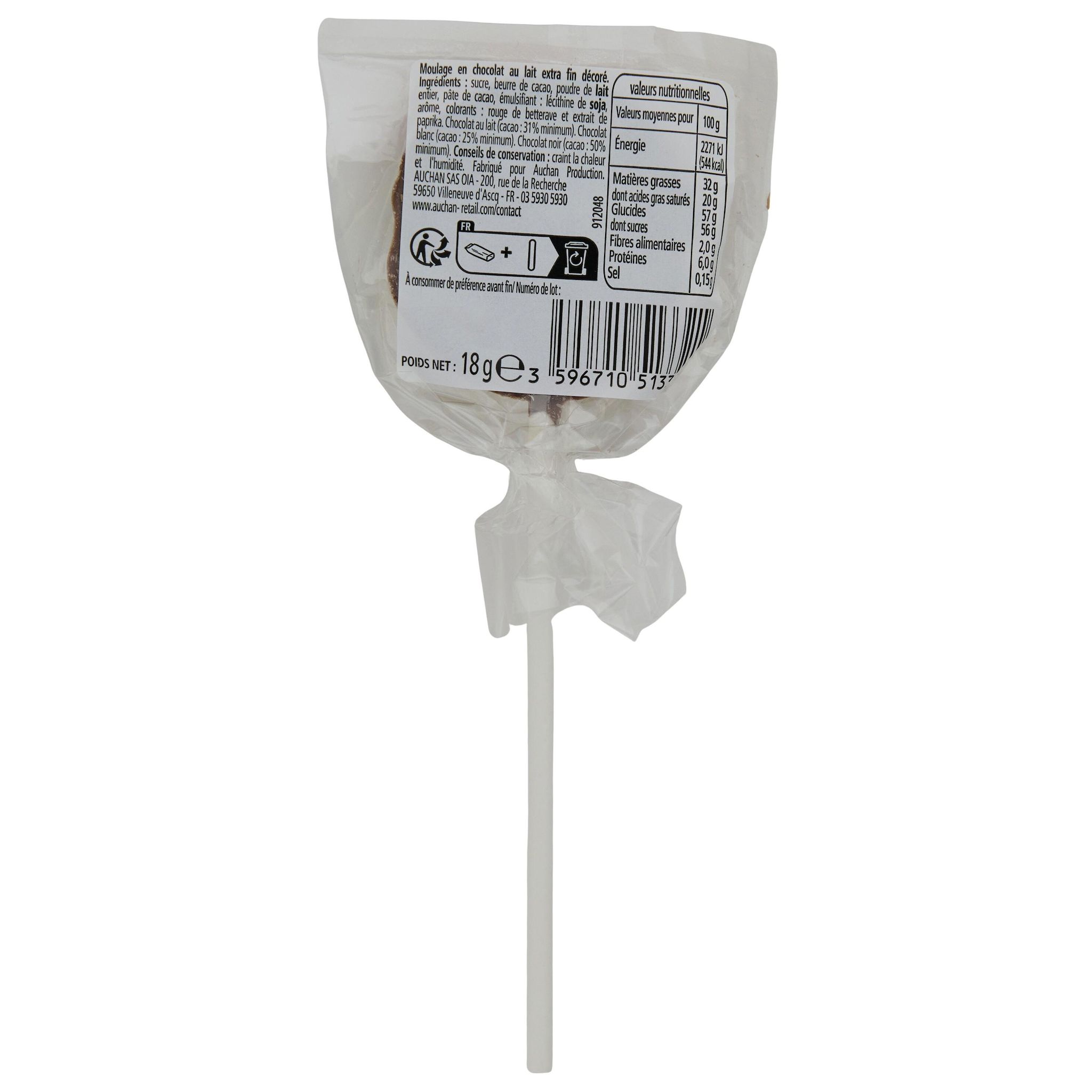 Voir la diapositive 4 : VENDOME Sucette au chocolat, Père Noël, renne, nounours (modèle aléatoire) 18g