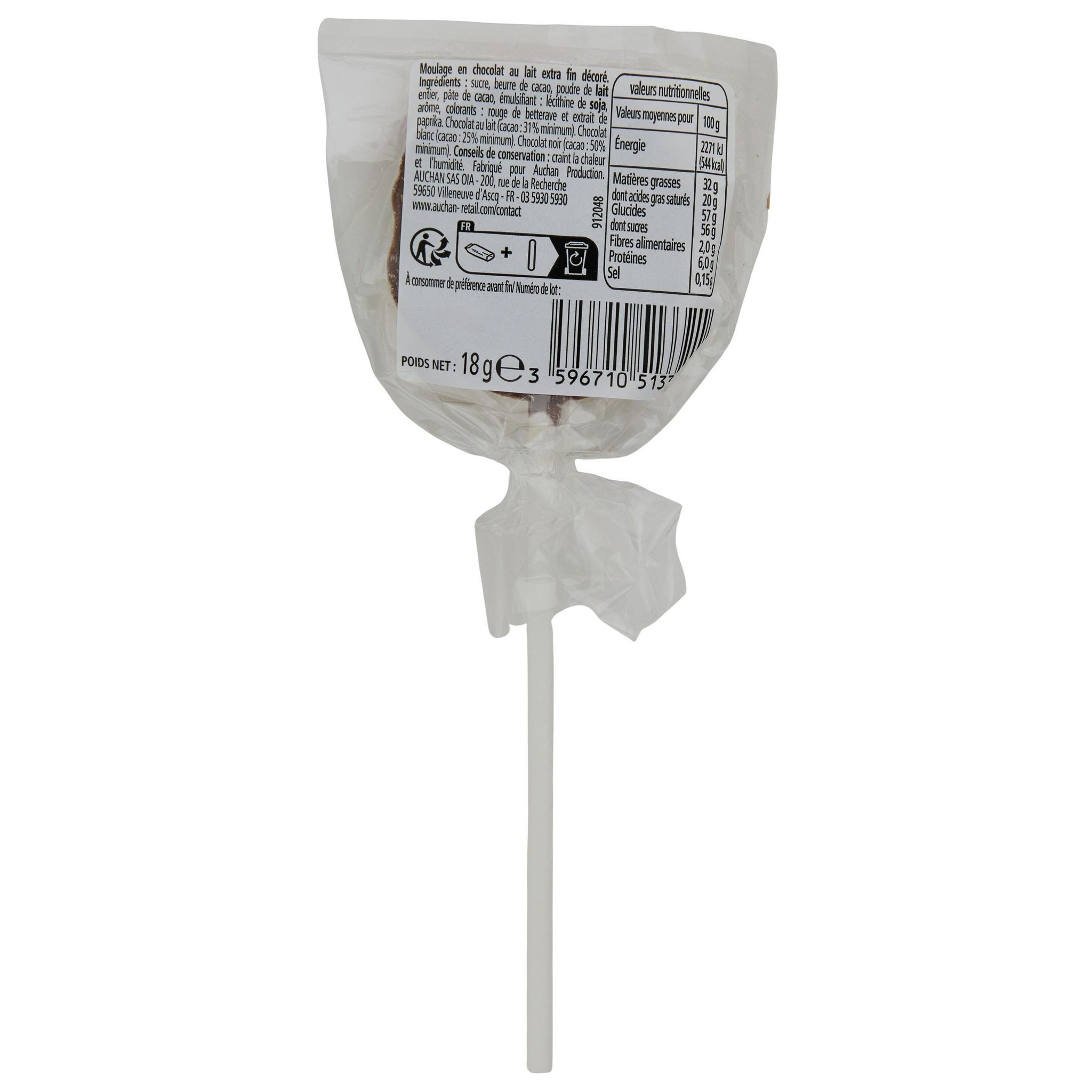 Voir la diapositive 7 : VENDOME Sucette au chocolat, Père Noël, renne, nounours (modèle aléatoire) 18g