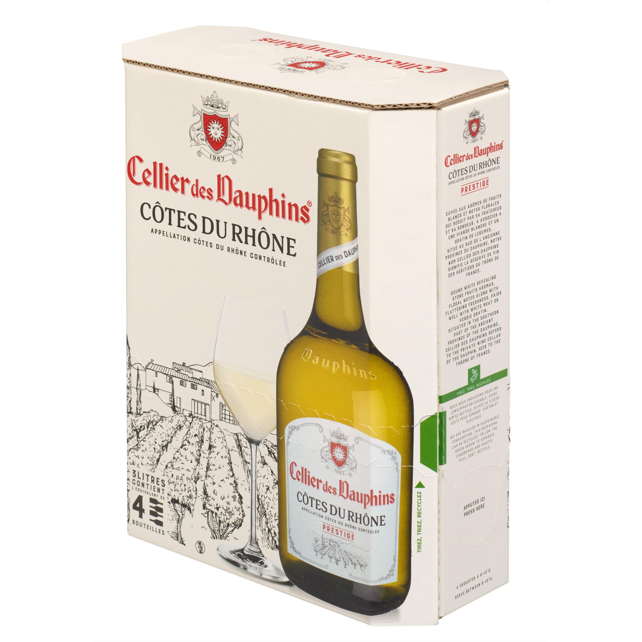 Voir la diapositive 2 : AOP Côtes-du-Rhône Cellier des Dauphins prestige BIB / CUBI 3l