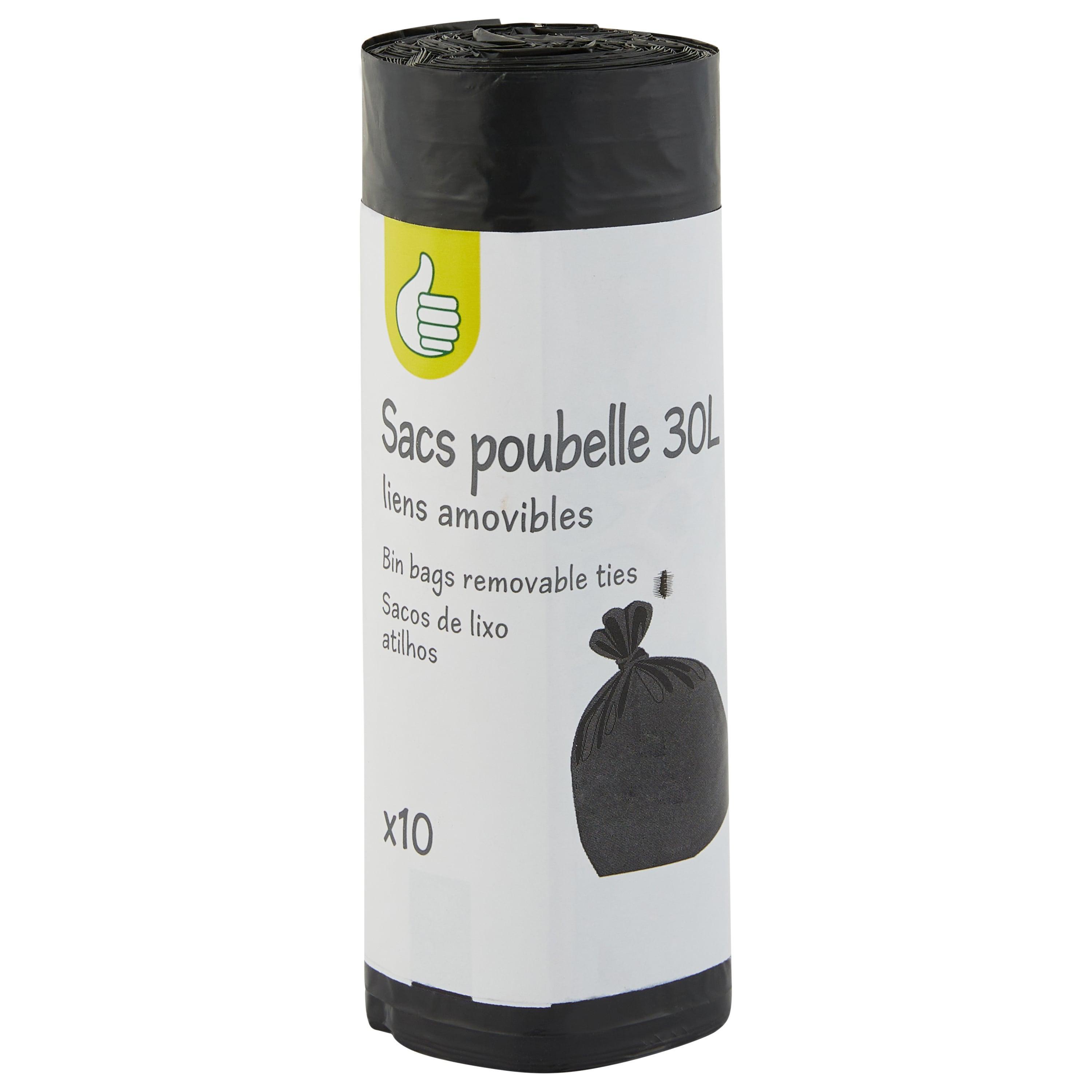 Voir la diapositive 2 : POUCE Sacs poubelle à liens amovibles 30L 10 sacs