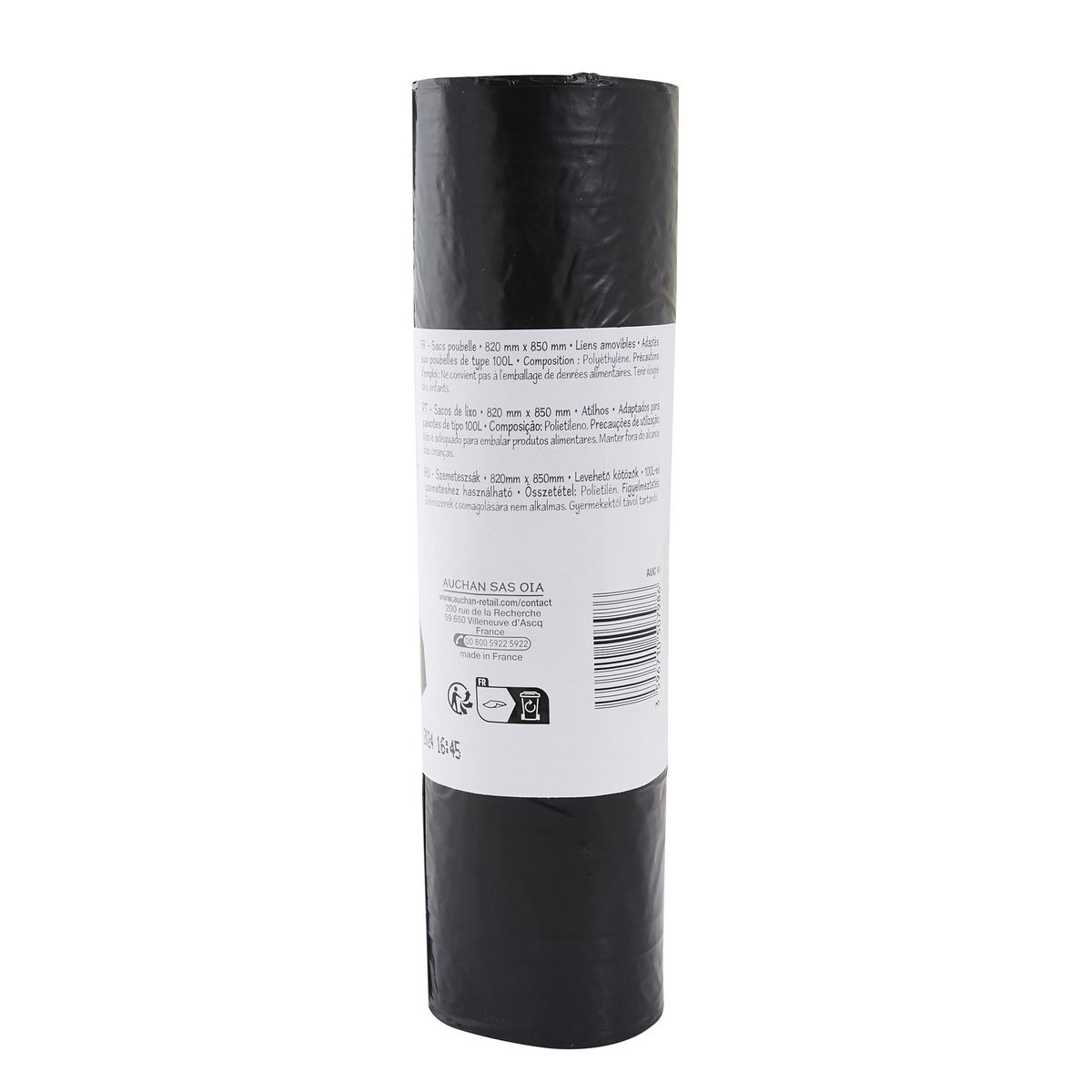 POUCE Sacs poubelle à liens amovibles 100L 10 sacs