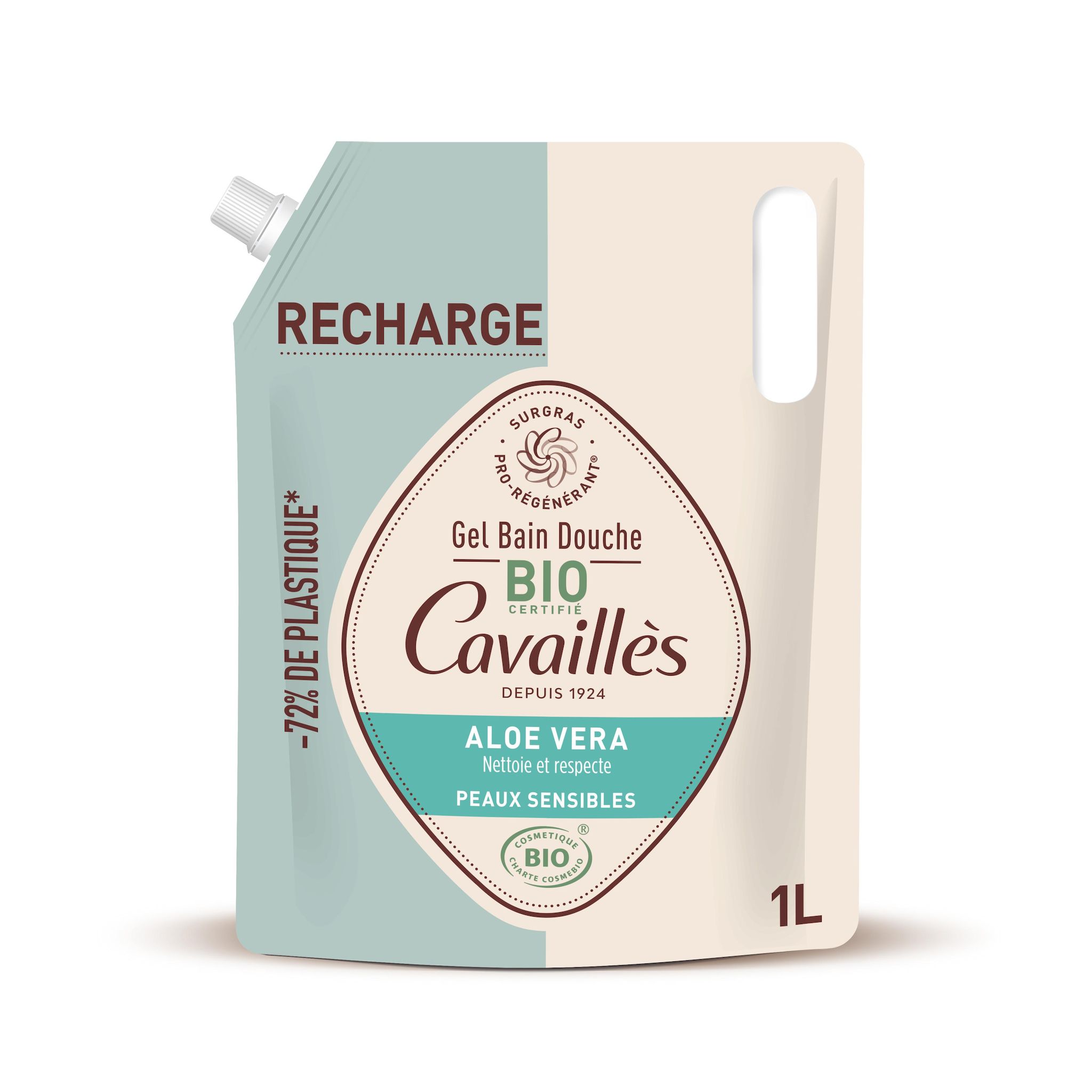 ROGE CAVAILLES Recharge Gel bain douche bio à l'aloe vera bio 1L