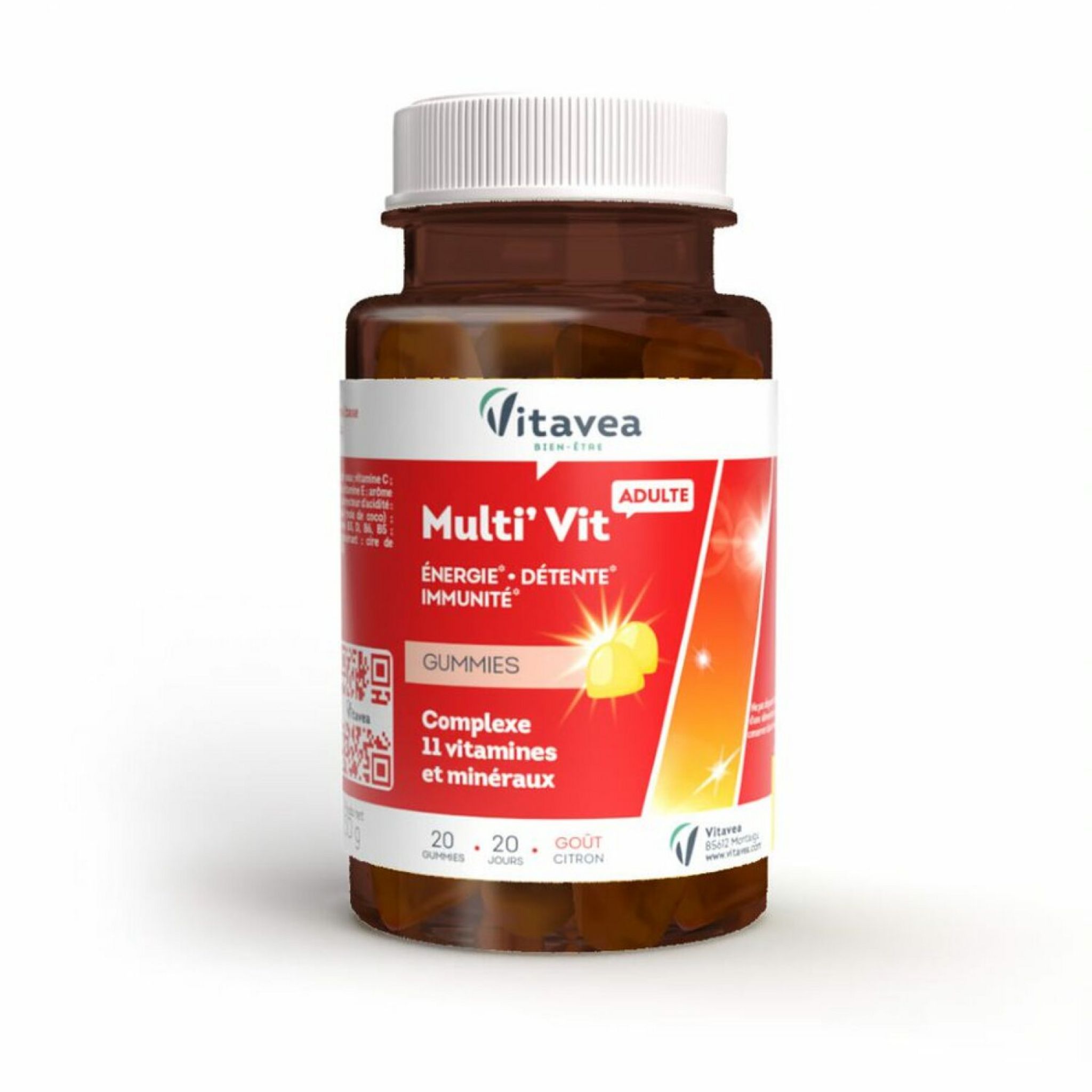 VITAVEA Gummies multi' vit énergie détente immunité goût fruits rouges 20 jours 20 gummies