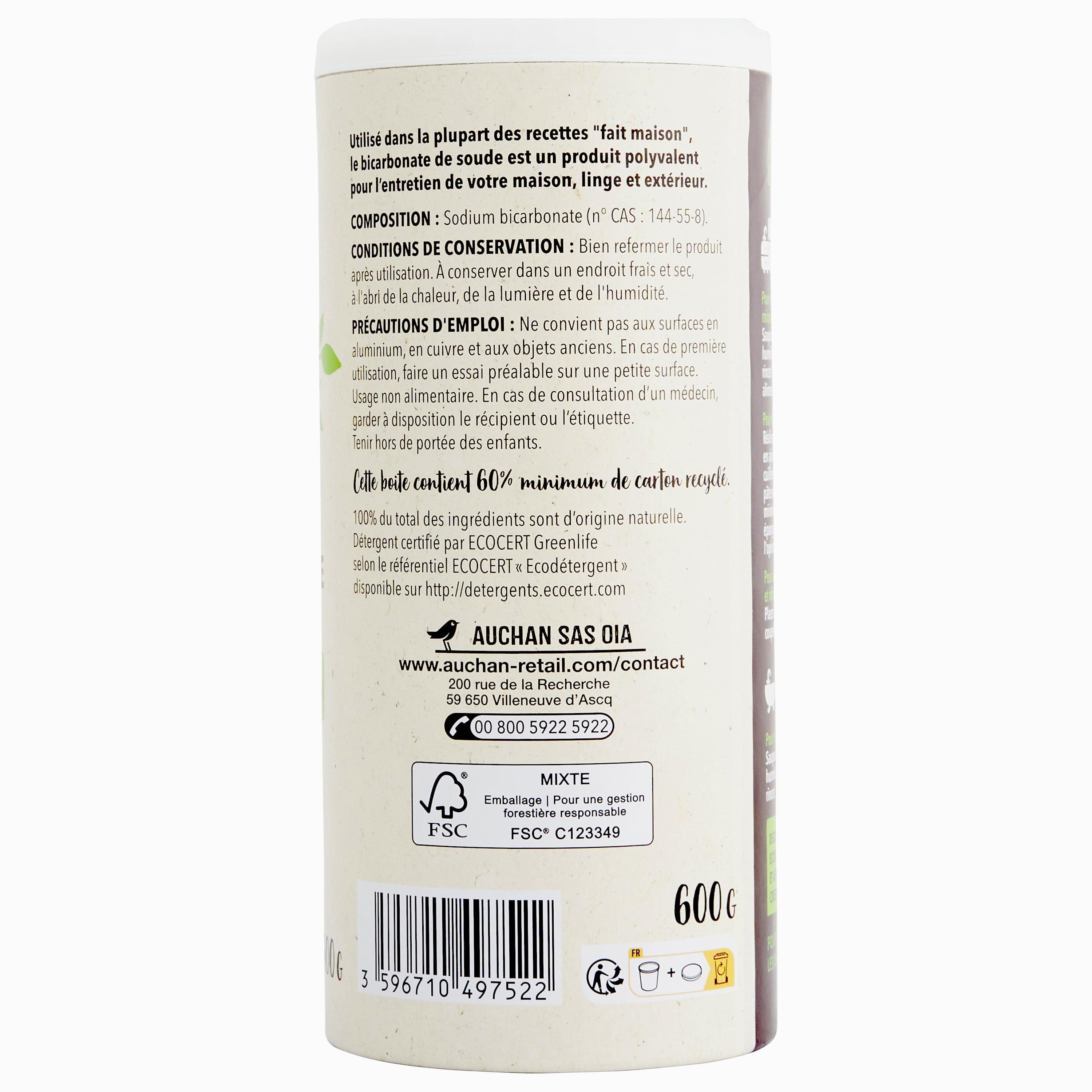Voir la diapositive 3 : AUCHAN BETTER LIFE Bicarbonate de soude écologique en salière 600g
