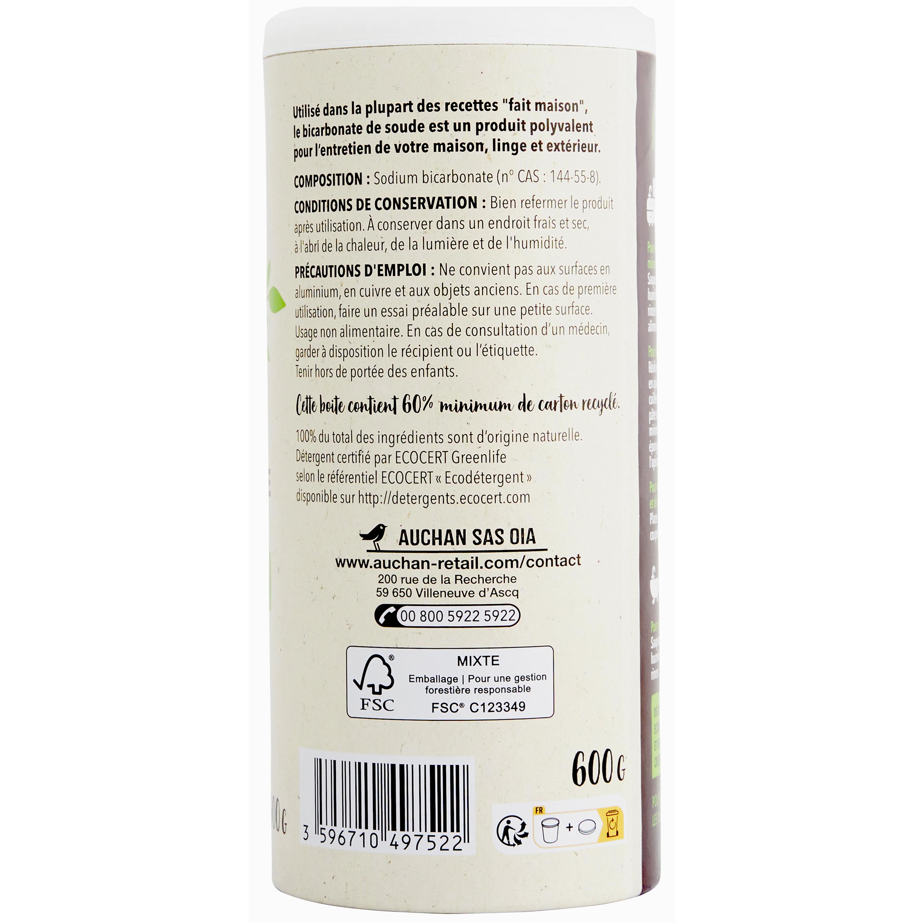 Voir la diapositive 4 : AUCHAN BETTER LIFE Bicarbonate de soude écologique en salière 600g