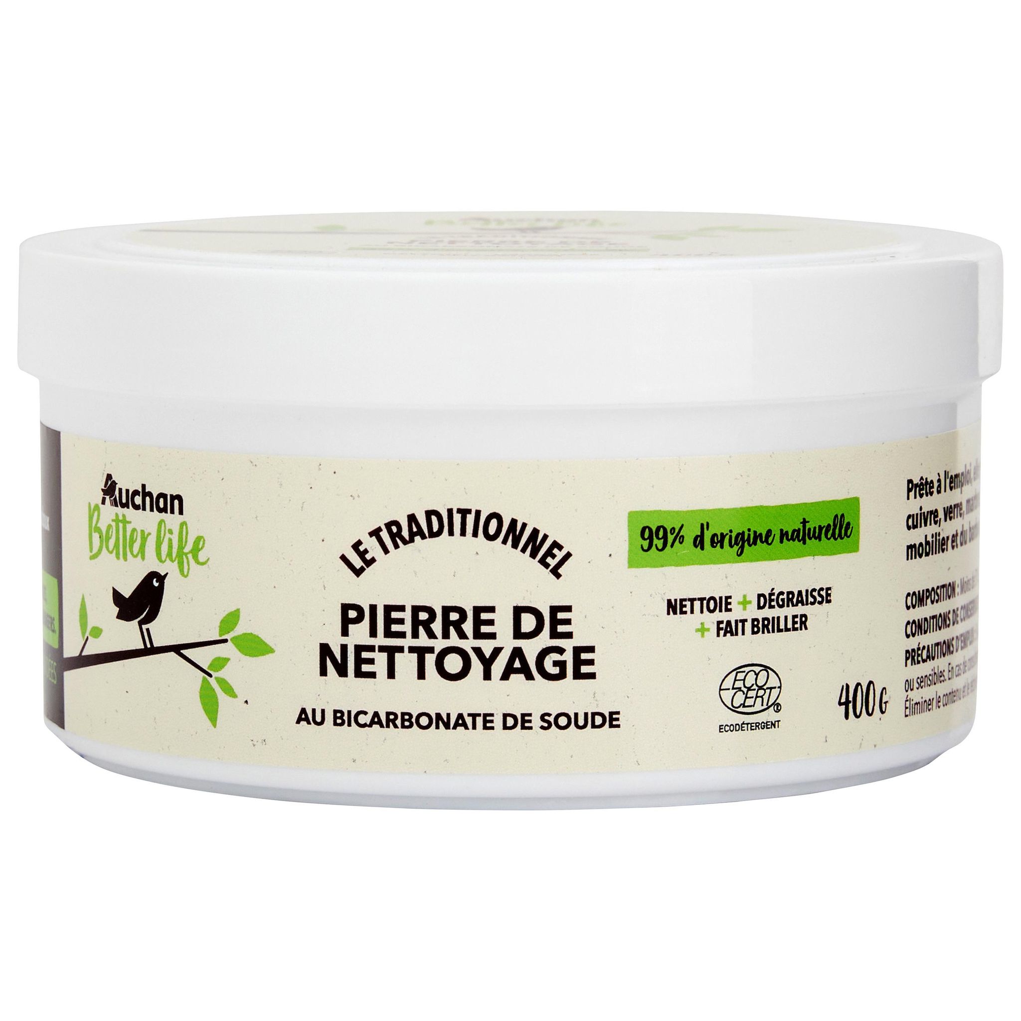 Voir la diapositive 3 : AUCHAN BETTER LIFE Pierre de nettoyage au bicarbonate de soude 400g