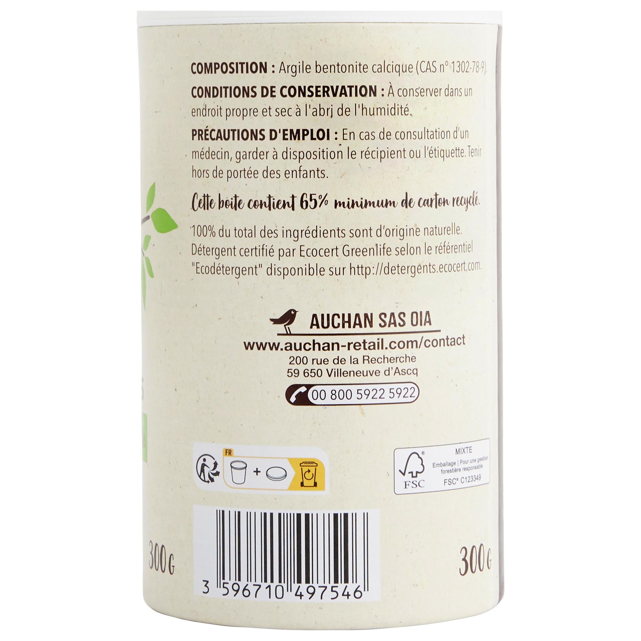 Voir la diapositive 5 : AUCHAN BETTER LIFE Terre de sommières Ecocert 300g