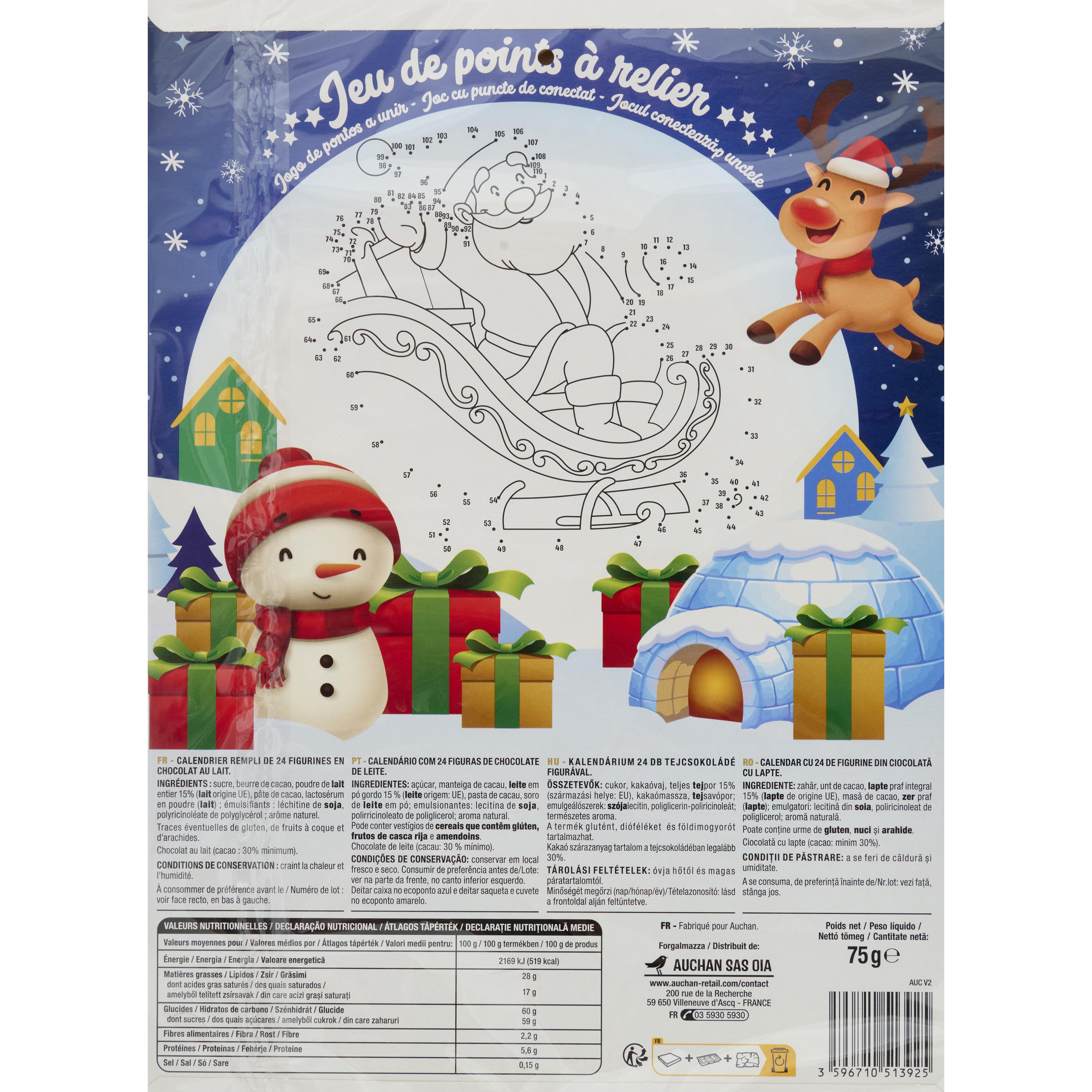 Voir la diapositive 3 : VENDOME Calendrier de l'Avent assortiment de chocolats 24 pièces 75g