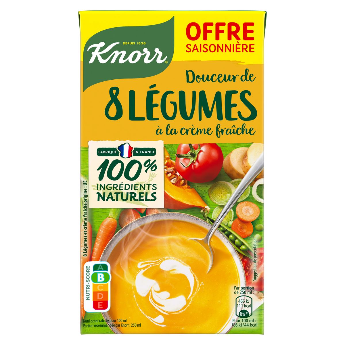 KNORR Soupe douceur de 8 légumes à la crème fraîche 4 personnes 1l