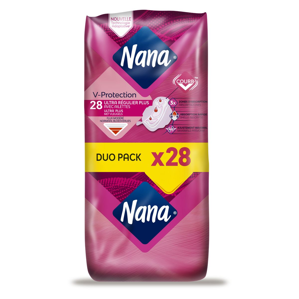 NANA Serviettes hygiéniques avec ailettes ultra régulier plus 28 serviettes