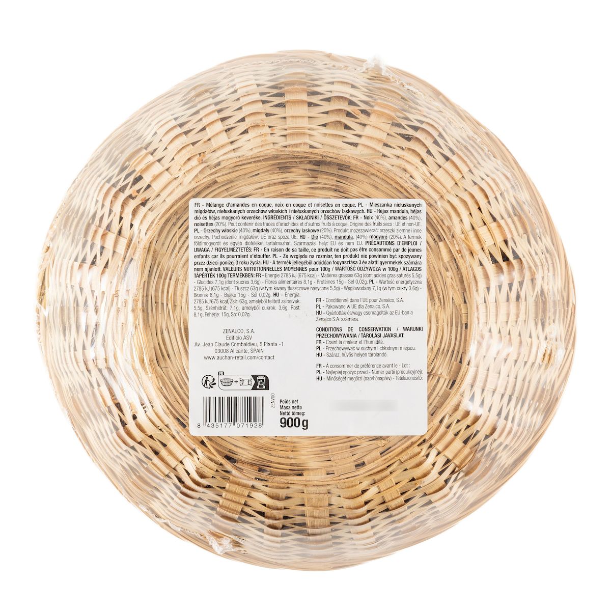 AUCHAN Corbeille 3 fruits à coque 900g