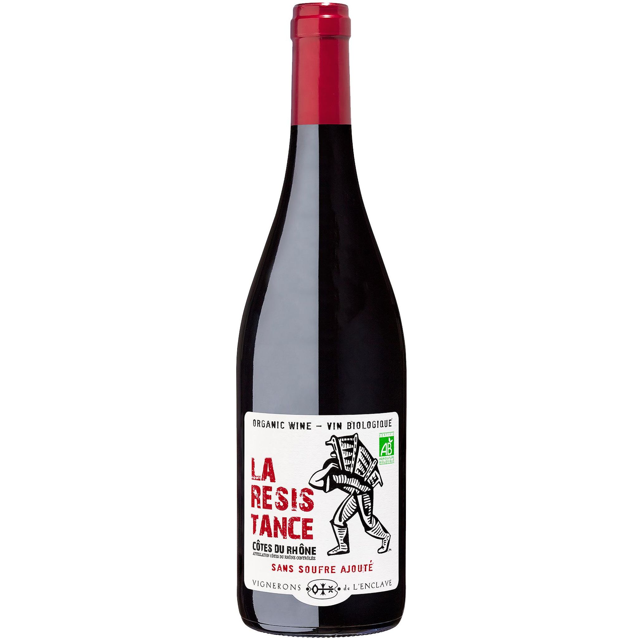 Voir la diapositive 2 : AOP Côtes du Rhône La résistance rouge bio 75cl